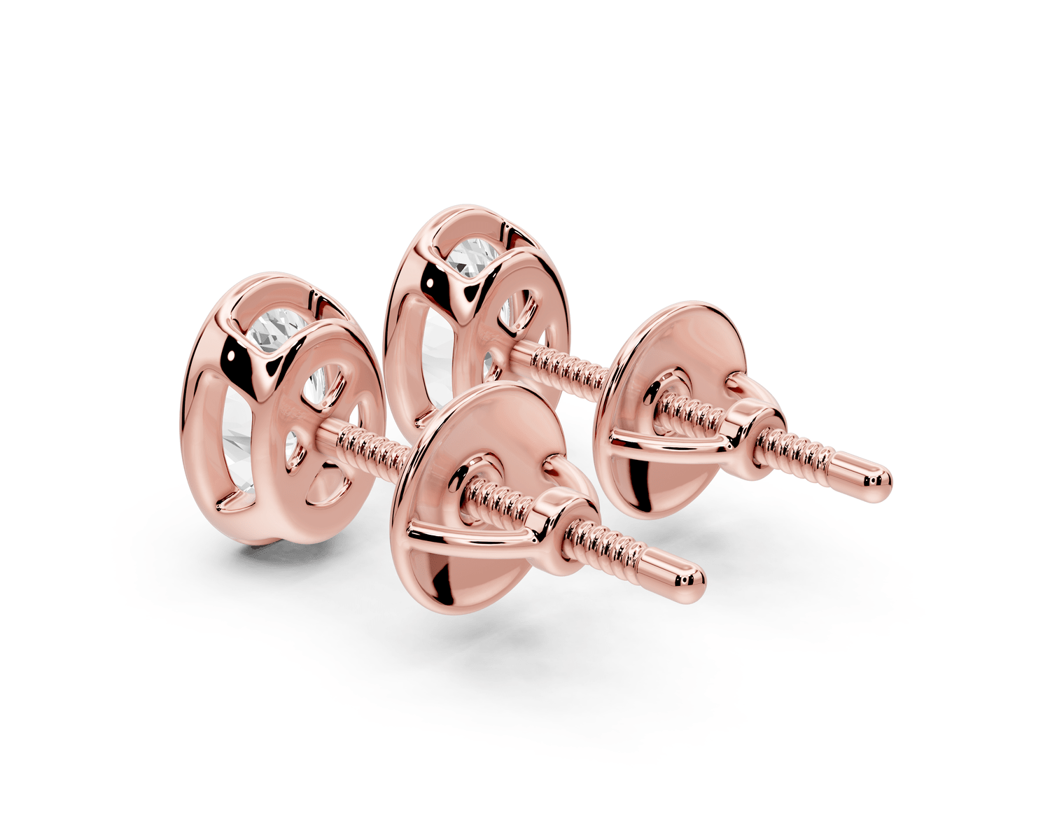 Noa - 1ct 14k rose gold Oval - Cut Diamond Stud Earrings - Mr. Alex Jewelry