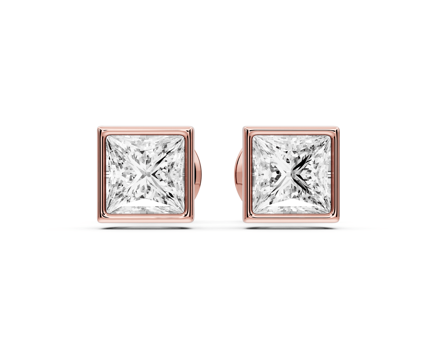 Noa - 1ct 14k rose gold Princess - Cut Diamond Stud Earrings - Mr. Alex Jewelry