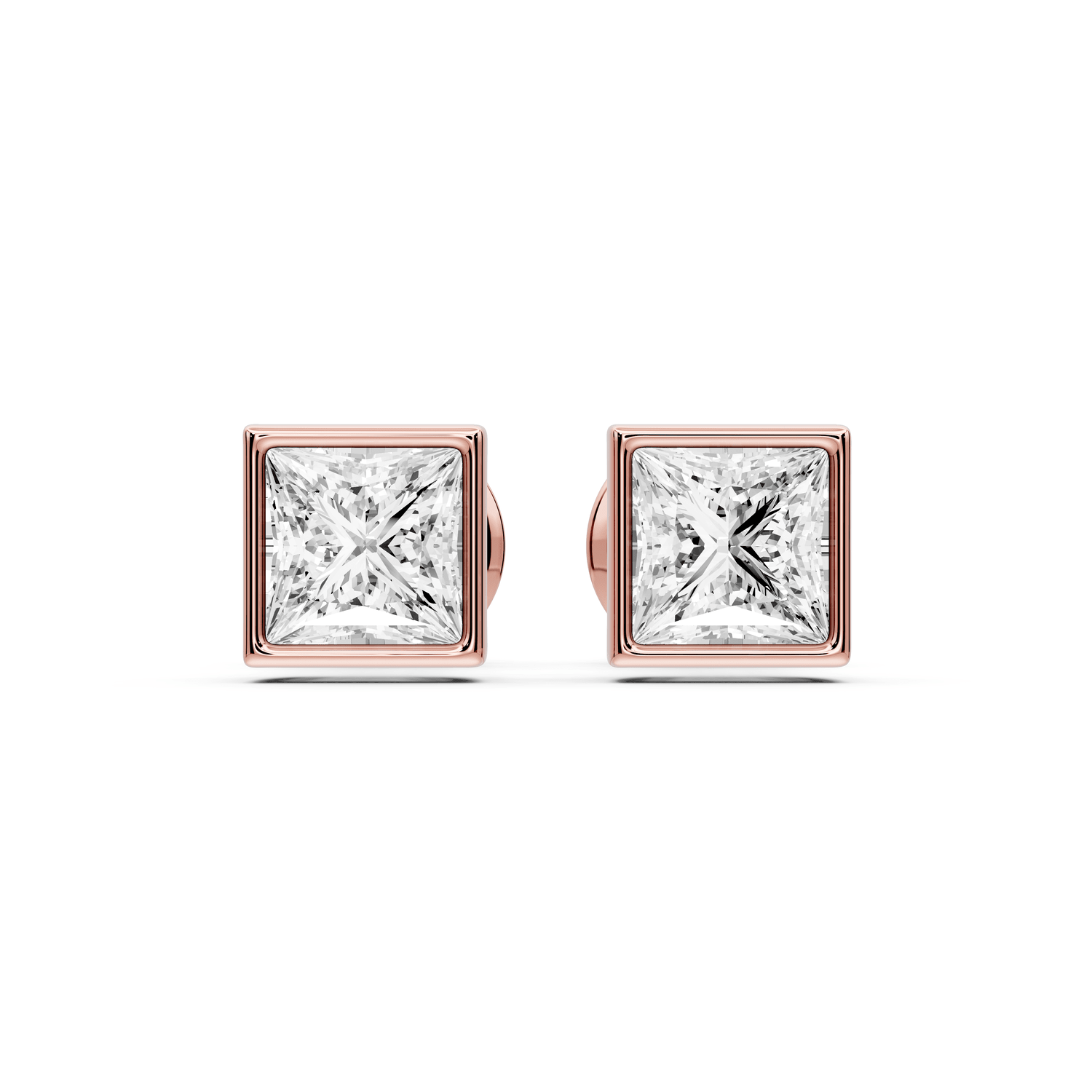 Noa - 1ct 14k rose gold Princess - Cut Diamond Stud Earrings - Mr. Alex Jewelry