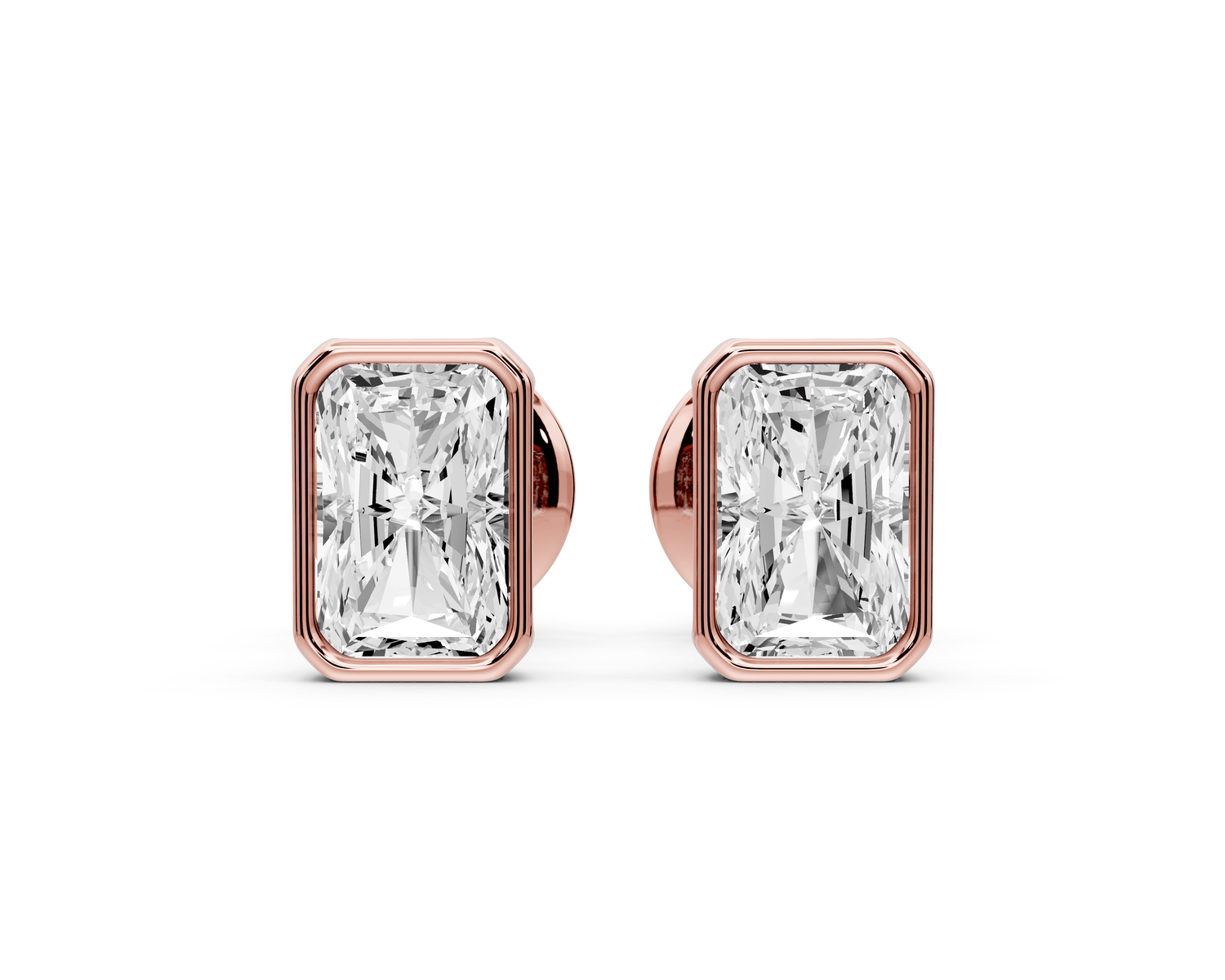 Noa - 1ct 14k rose gold Radiant - Cut Diamond Stud Earrings - Mr. Alex Jewelry