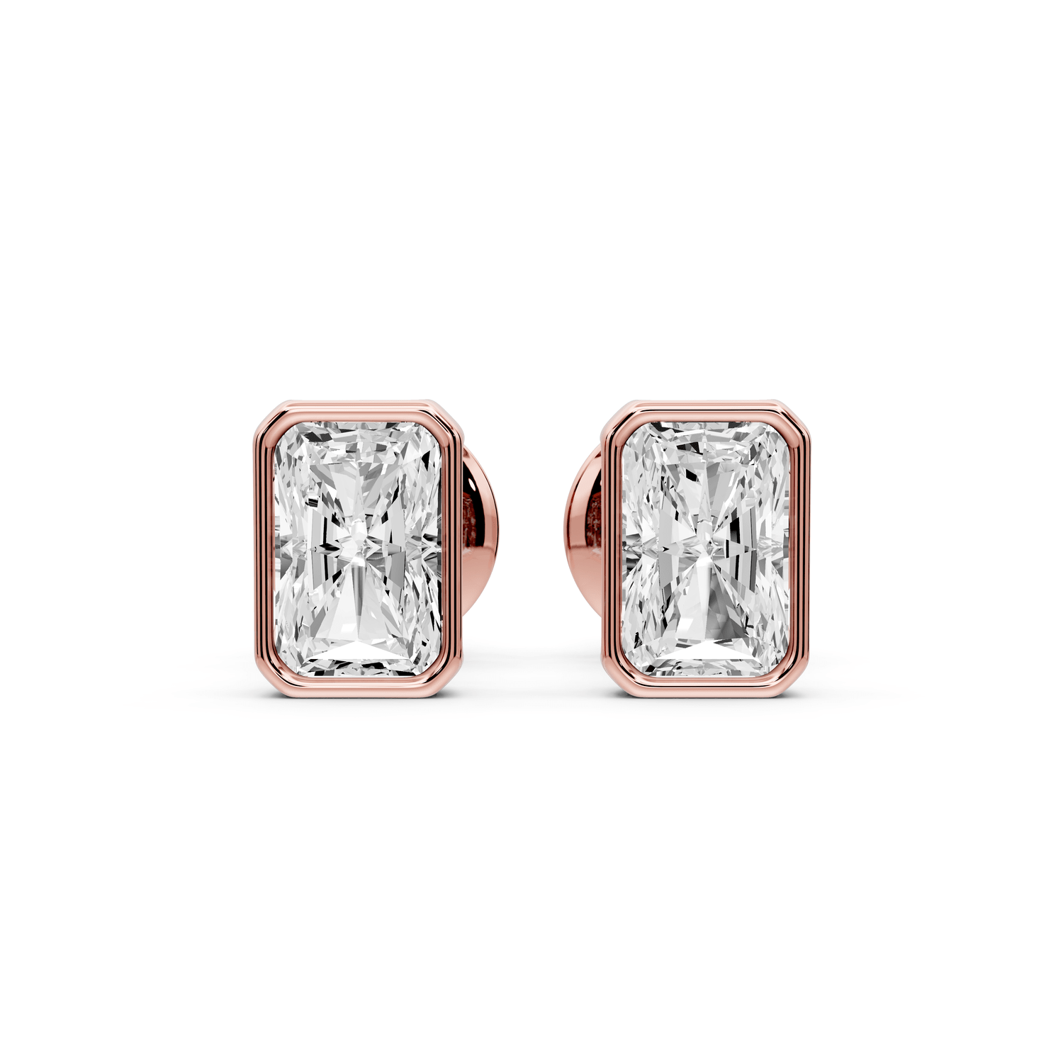 Noa - 1ct 14k rose gold Radiant - Cut Diamond Stud Earrings - Mr. Alex Jewelry