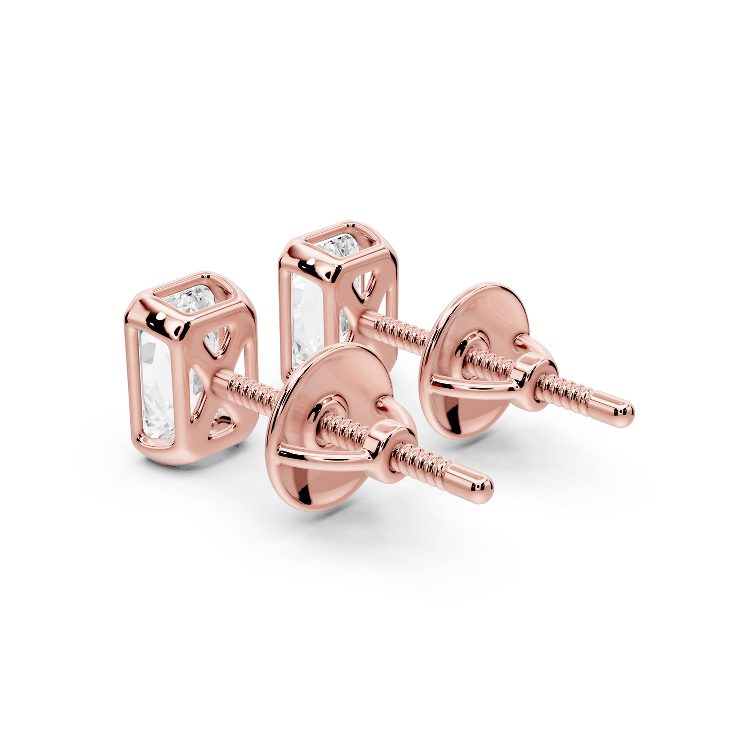 Noa - 1ct 14k rose gold Radiant - Cut Diamond Stud Earrings - Mr. Alex Jewelry