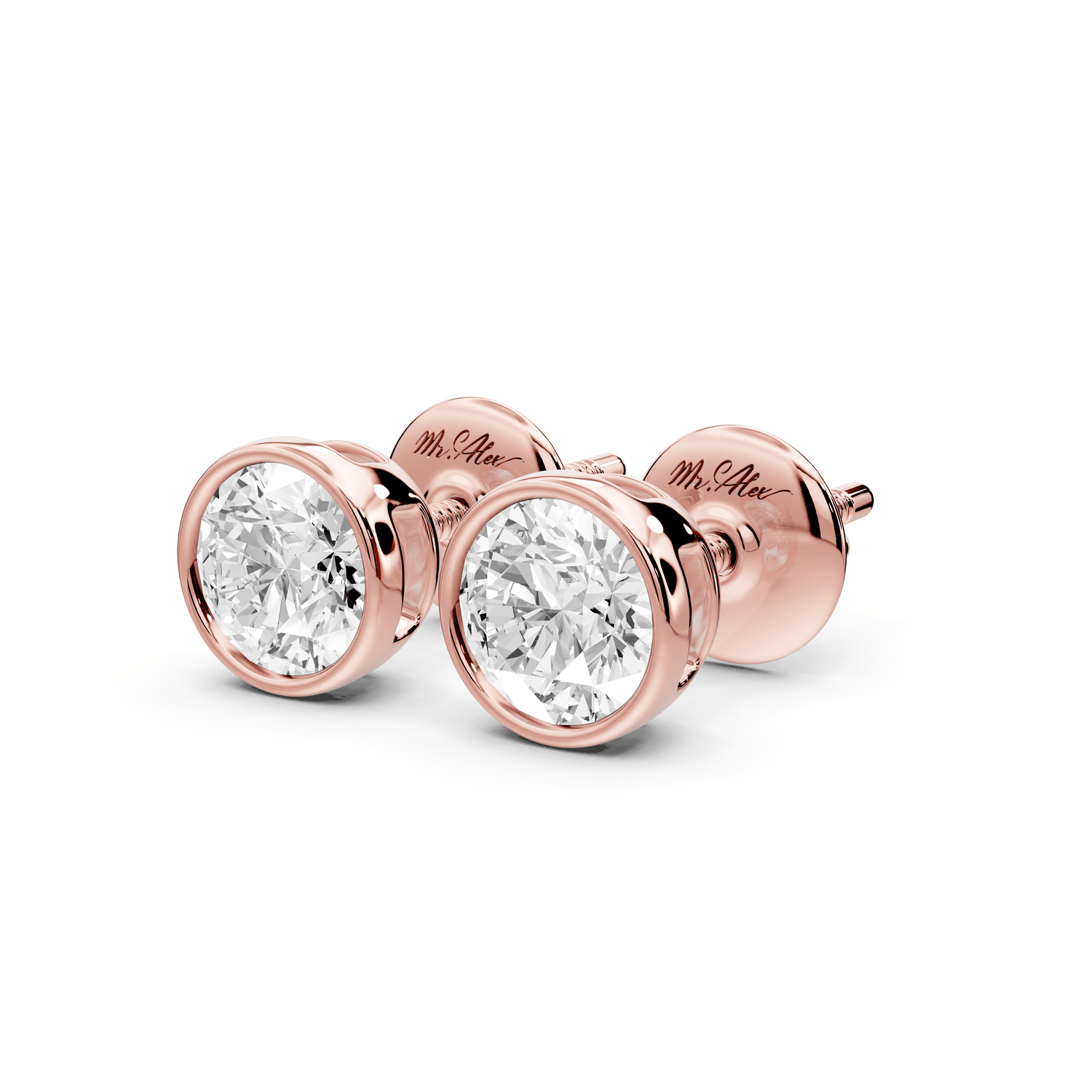 Noa - 1ct 14k rose gold Round - Cut Diamond Stud Earrings - Mr. Alex Jewelry