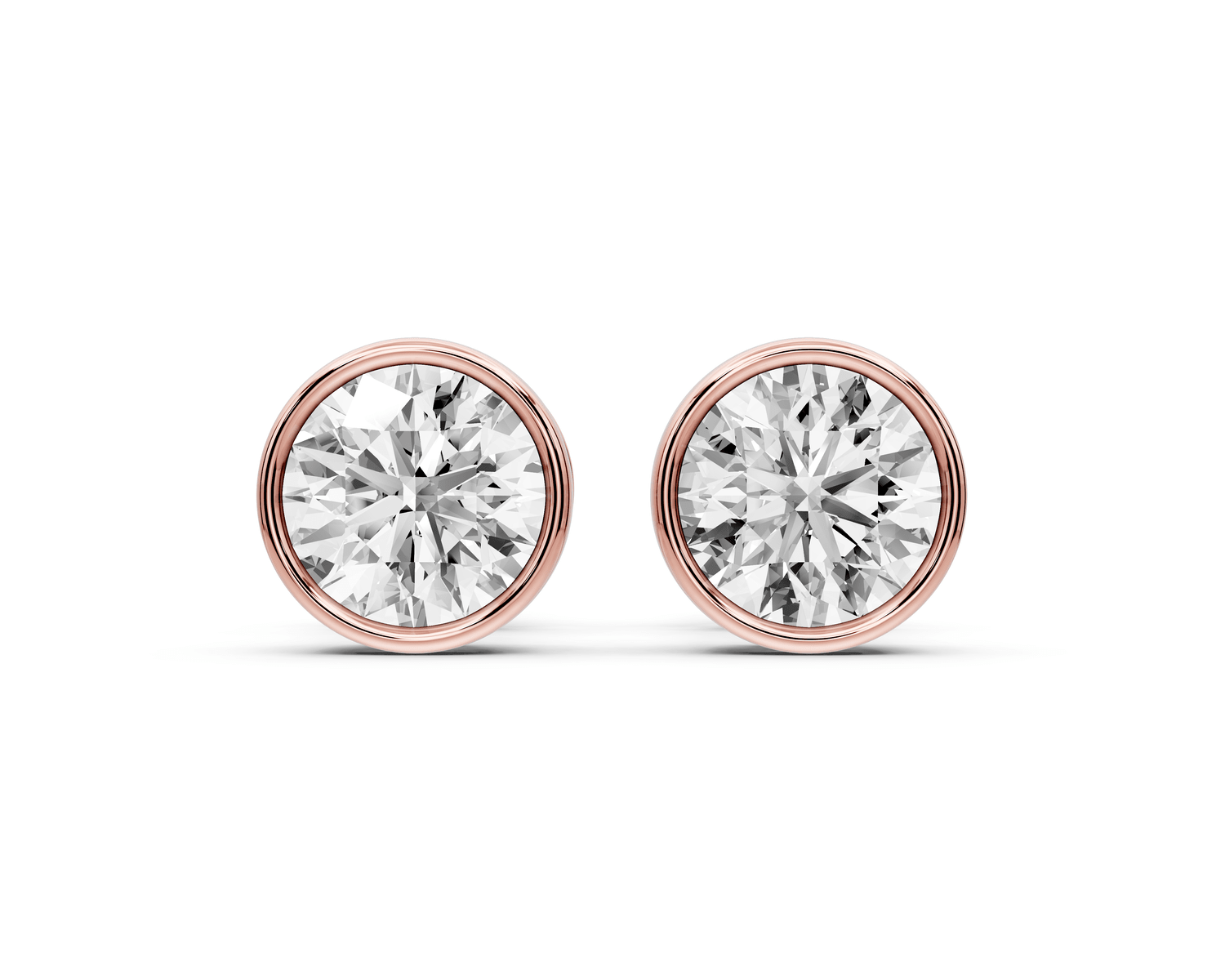 Noa - 1ct 14k rose gold Round - Cut Diamond Stud Earrings - Mr. Alex Jewelry