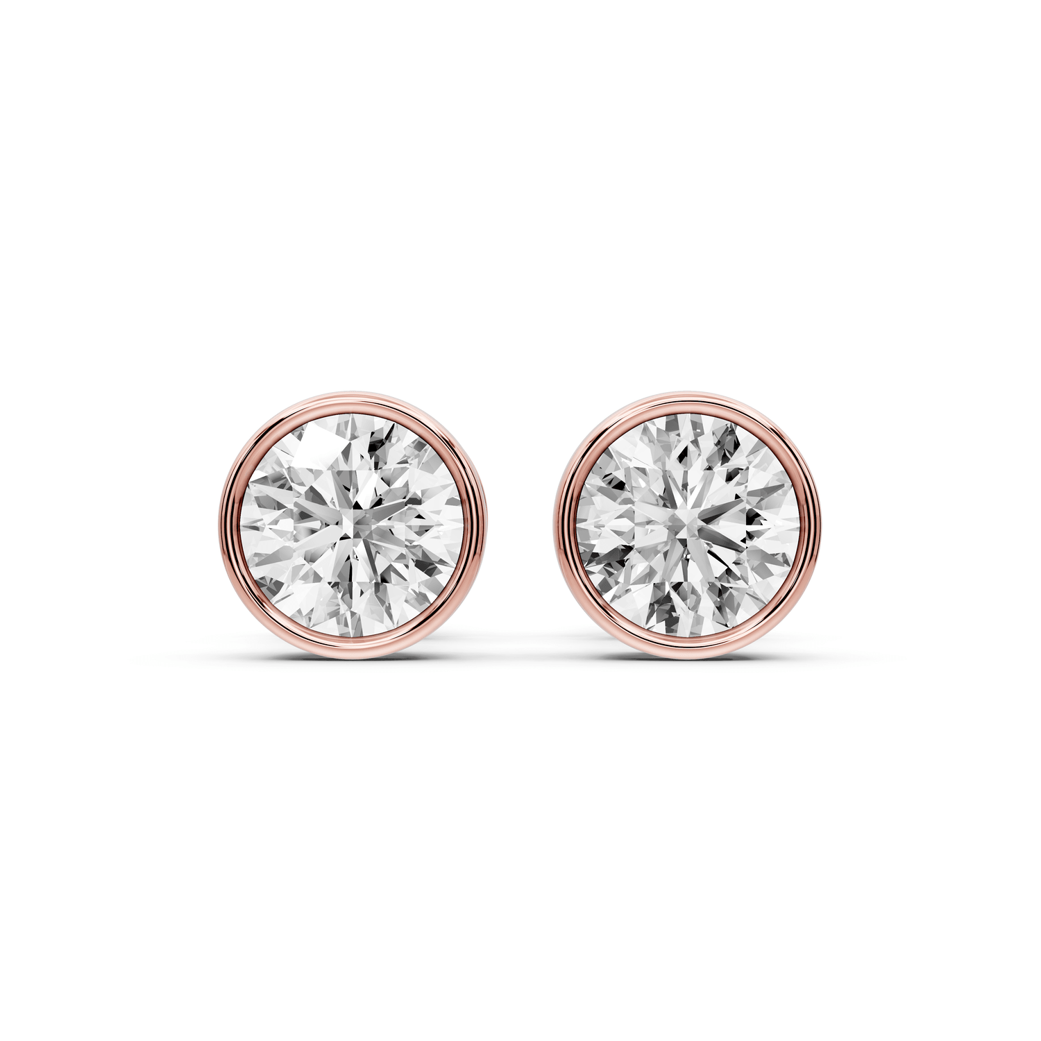 Noa - 1ct 14k rose gold Round - Cut Diamond Stud Earrings - Mr. Alex Jewelry