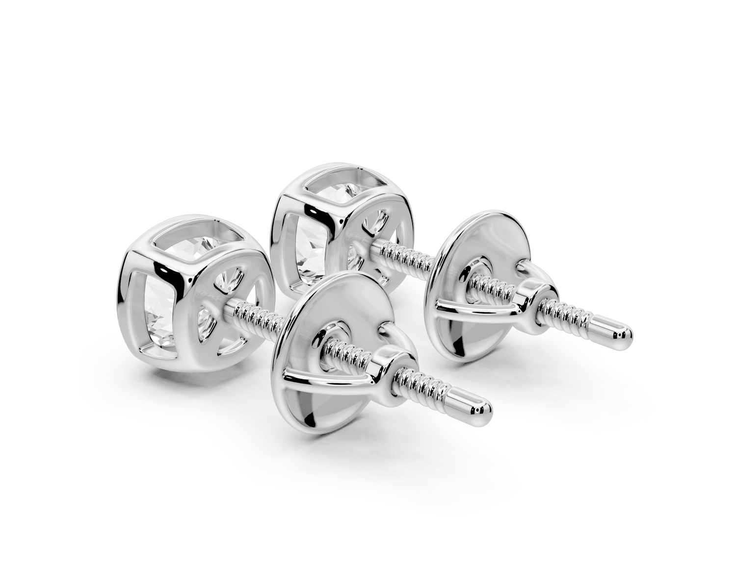 Noa - 1ct 14k white gold Cushion - Cut Diamond Stud Earrings - Mr. Alex Jewelry