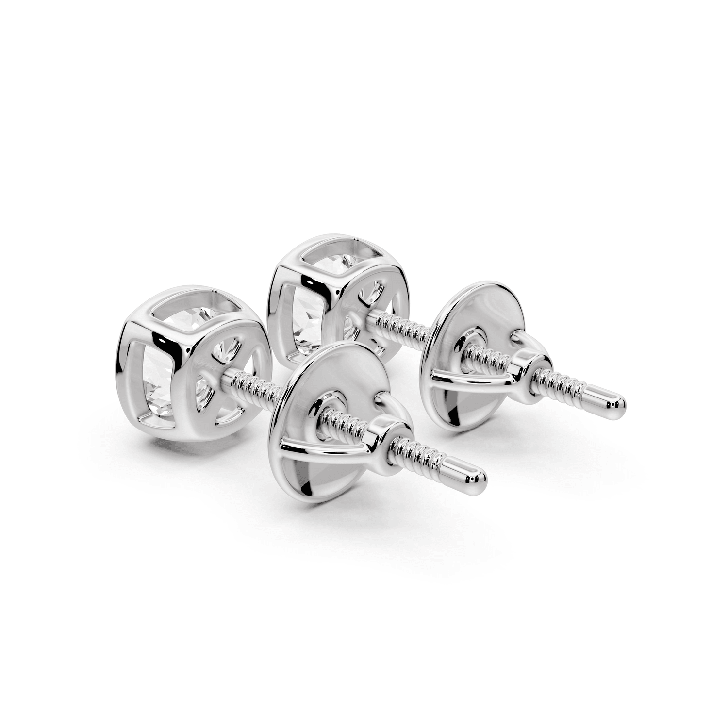 Noa - 1ct 14k white gold Cushion - Cut Diamond Stud Earrings - Mr. Alex Jewelry