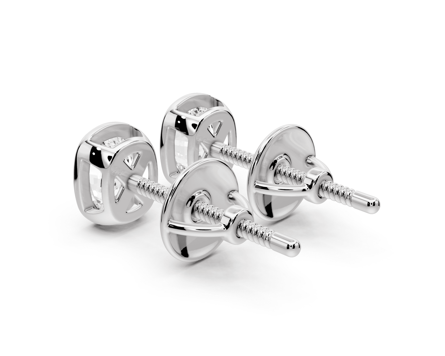 Noa - 1ct 14k white gold Elgcushion - Cut Diamond Stud Earrings - Mr. Alex Jewelry