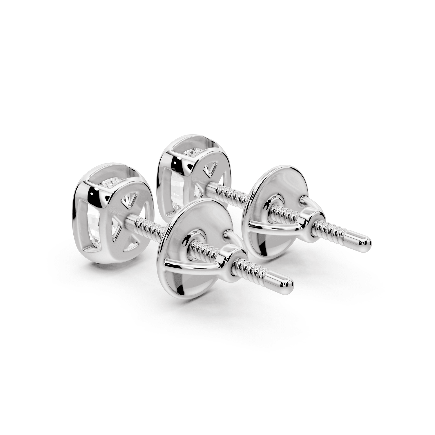 Noa - 1ct 14k white gold Elgcushion - Cut Diamond Stud Earrings - Mr. Alex Jewelry