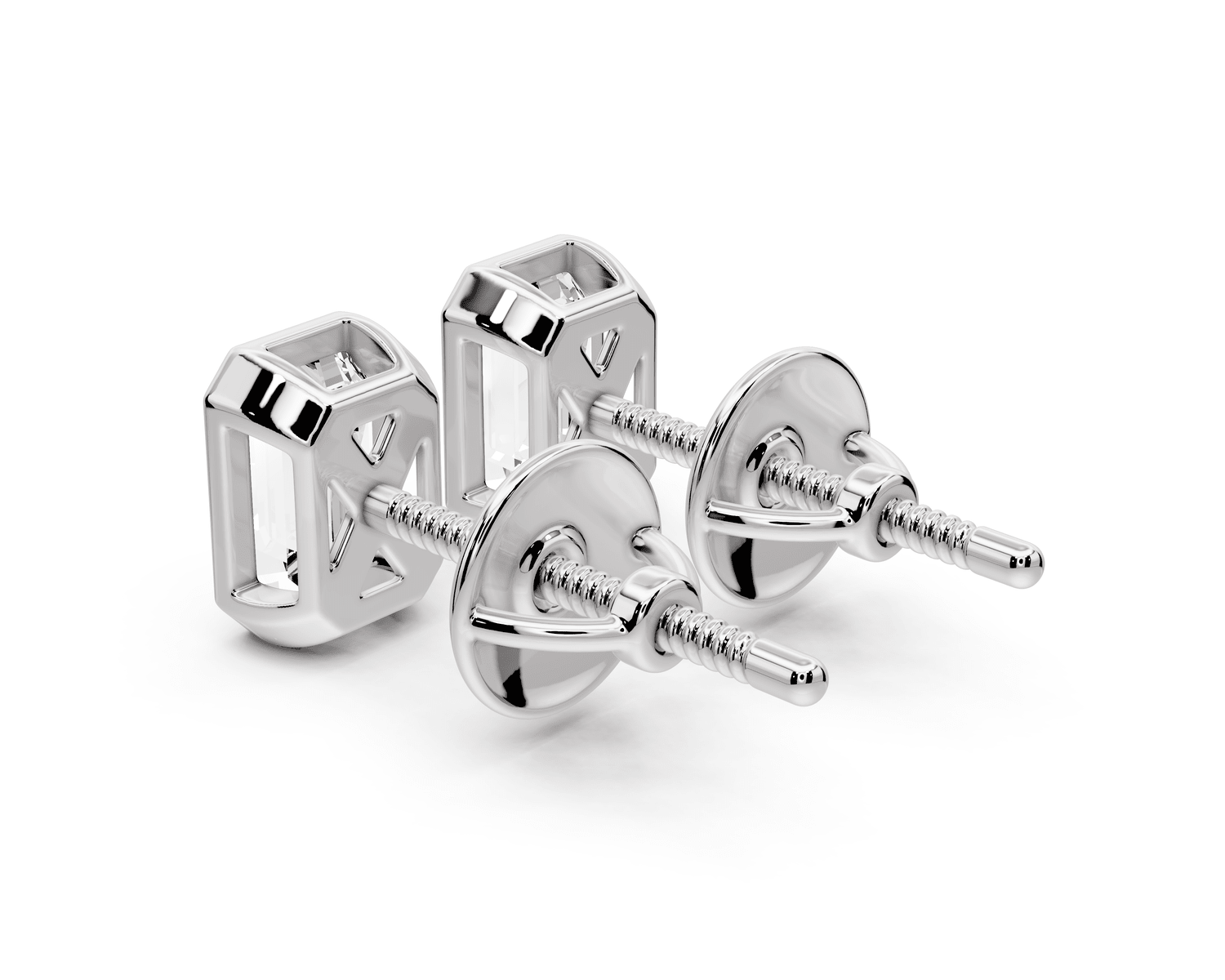 Noa - 1ct 14k white gold Emerald - Cut Diamond Stud Earrings - Mr. Alex Jewelry