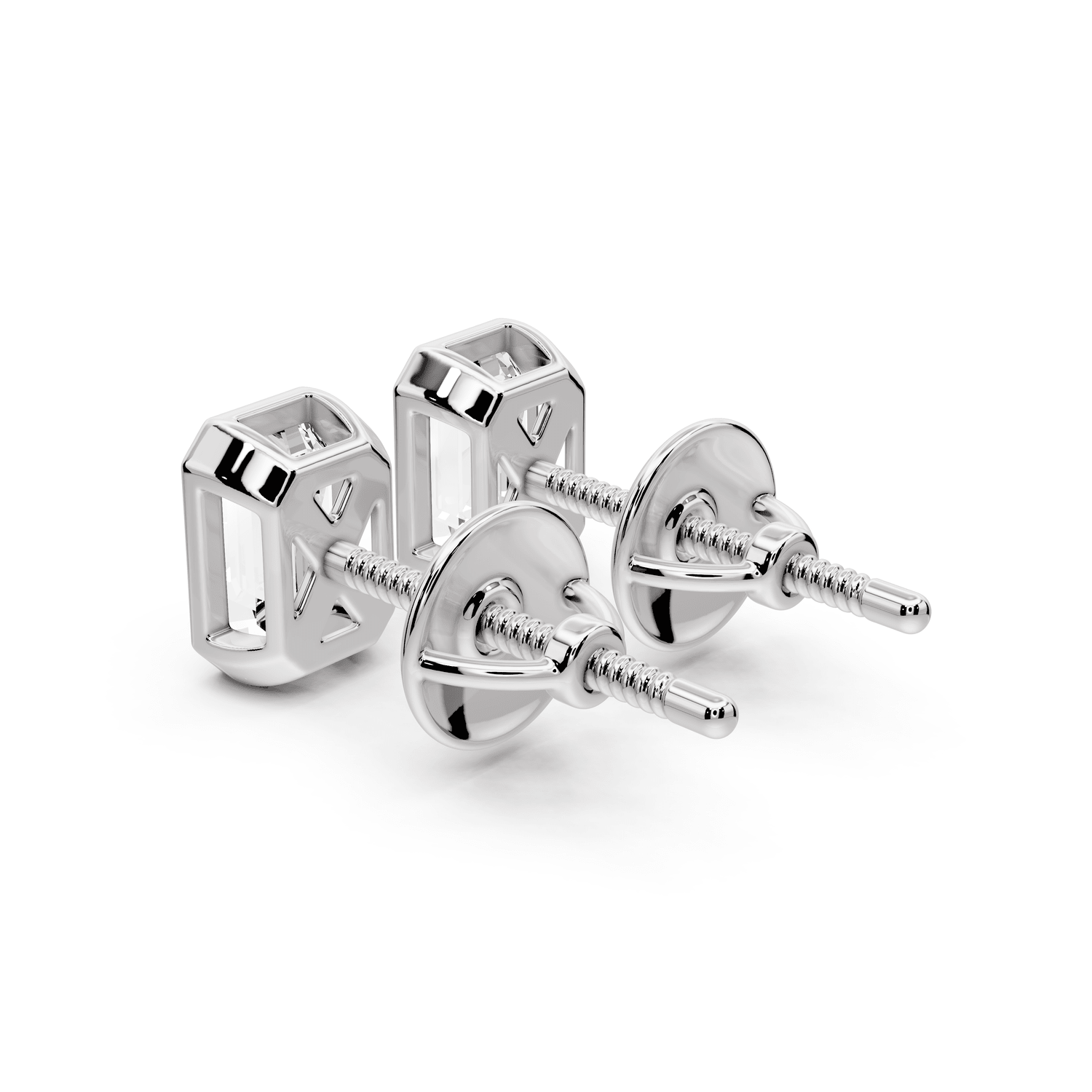 Noa - 1ct 14k white gold Emerald - Cut Diamond Stud Earrings - Mr. Alex Jewelry