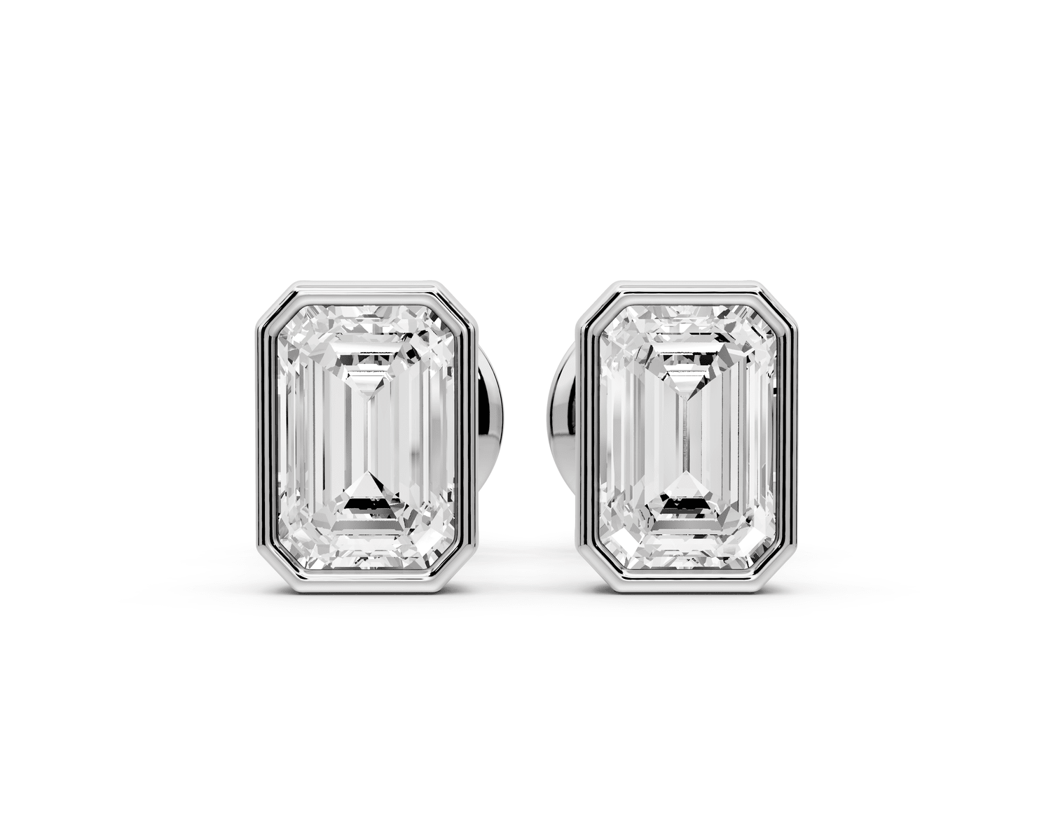 Noa - 1ct 14k white gold Emerald - Cut Diamond Stud Earrings - Mr. Alex Jewelry