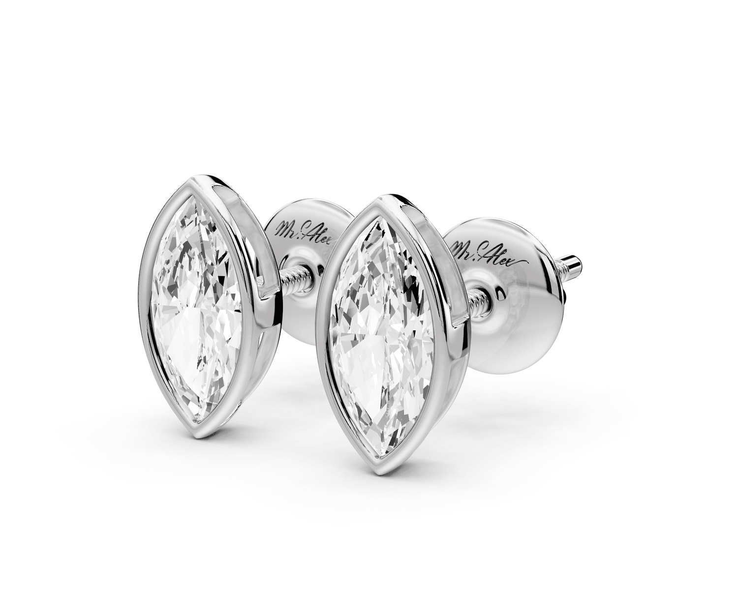 Noa - 1ct 14k white gold Marquise - Cut Diamond Stud Earrings - Mr. Alex Jewelry