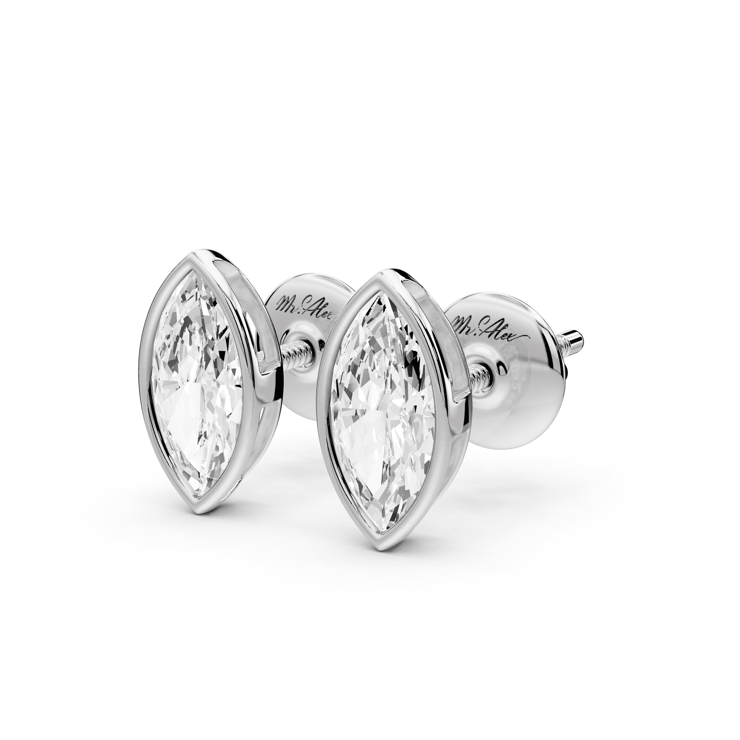 Noa - 1ct 14k white gold Marquise - Cut Diamond Stud Earrings - Mr. Alex Jewelry