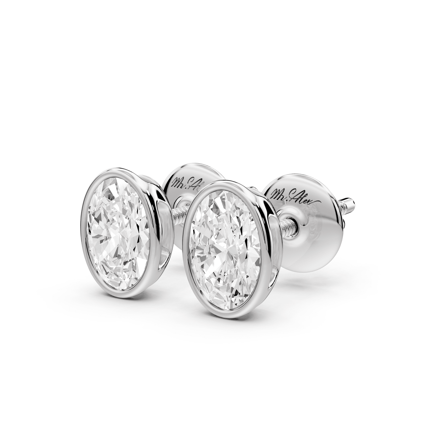 Noa - 1ct 14k white gold Oval - Cut Diamond Stud Earrings - Mr. Alex Jewelry