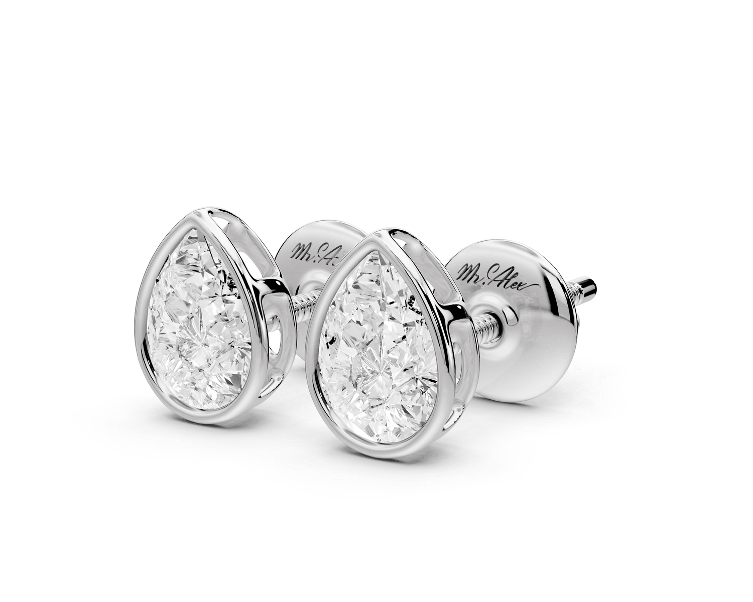 Noa - 1ct 14k white gold Pear - Cut Diamond Stud Earrings - Mr. Alex Jewelry