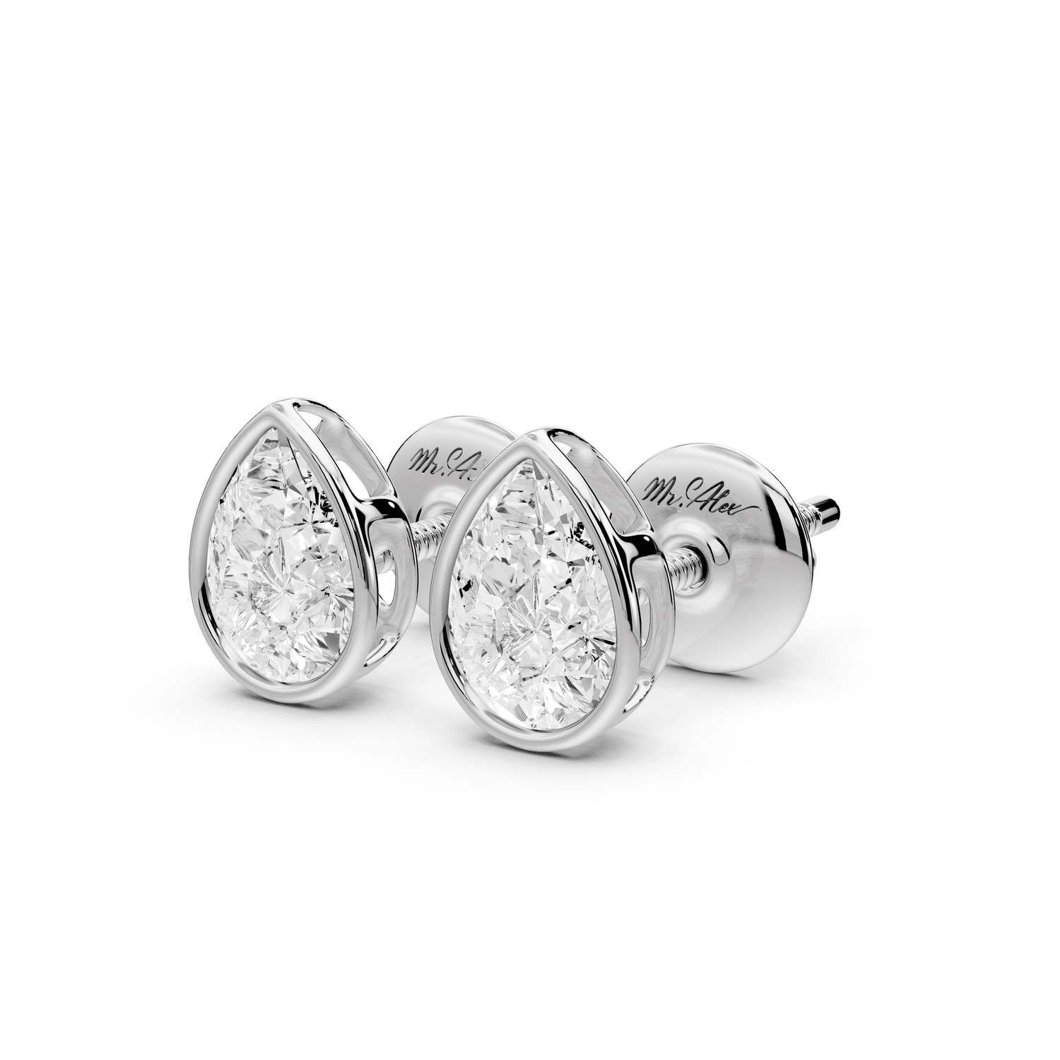 Noa - 1ct 14k white gold Pear - Cut Diamond Stud Earrings - Mr. Alex Jewelry
