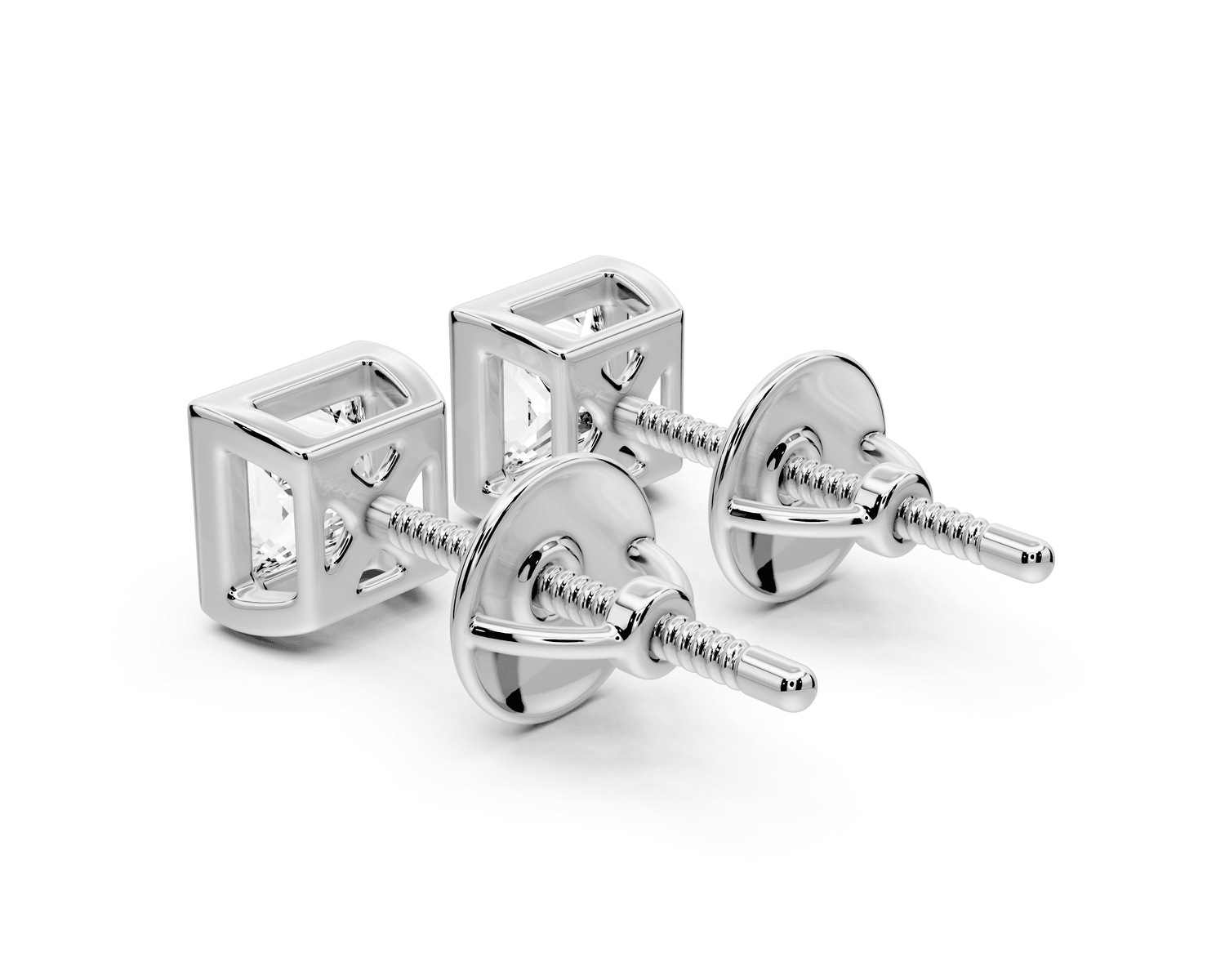 Noa - 1ct 14k white gold Princess - Cut Diamond Stud Earrings - Mr. Alex Jewelry