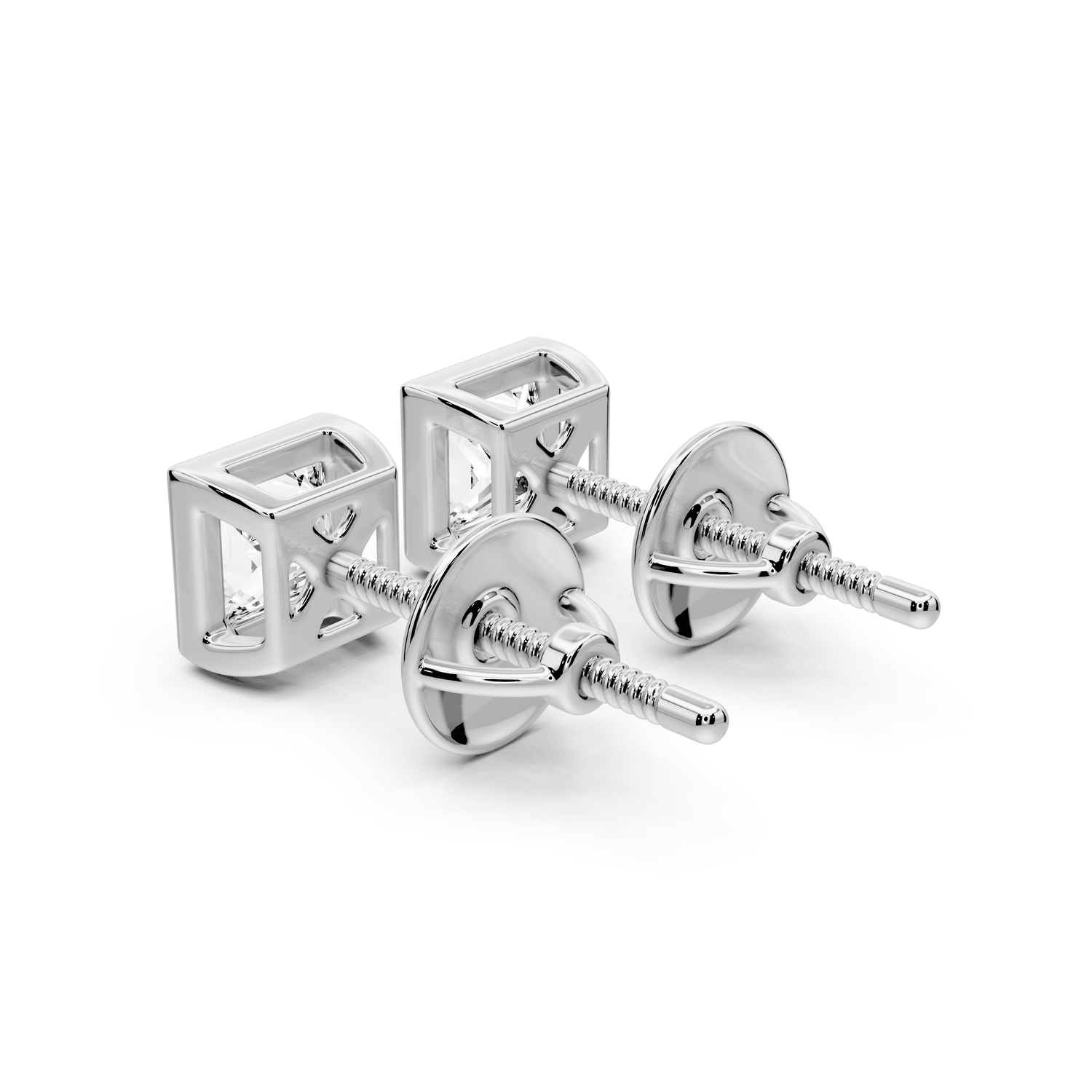 Noa - 1ct 14k white gold Princess - Cut Diamond Stud Earrings - Mr. Alex Jewelry