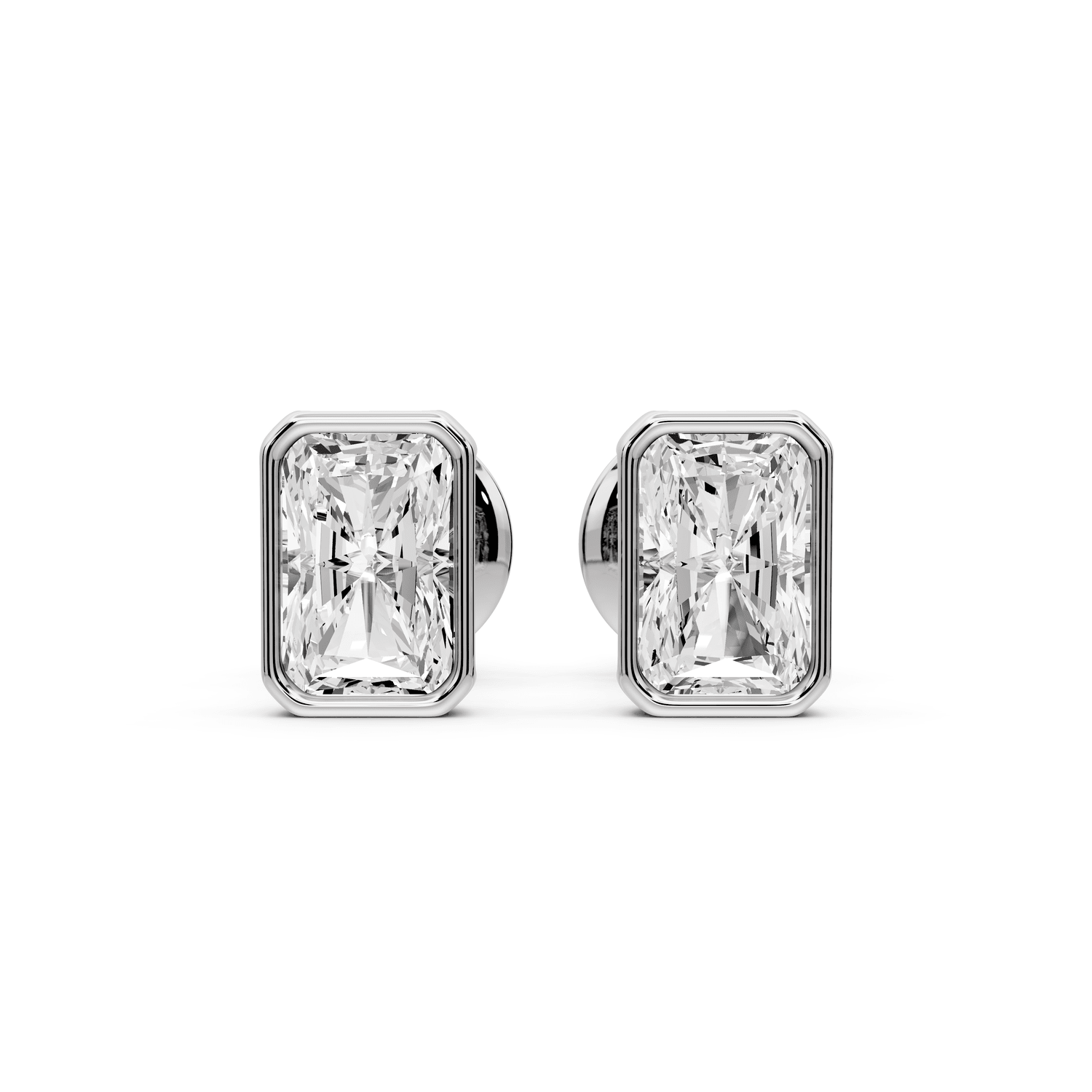Noa - 1ct 14k white gold Radiant - Cut Diamond Stud Earrings - Mr. Alex Jewelry