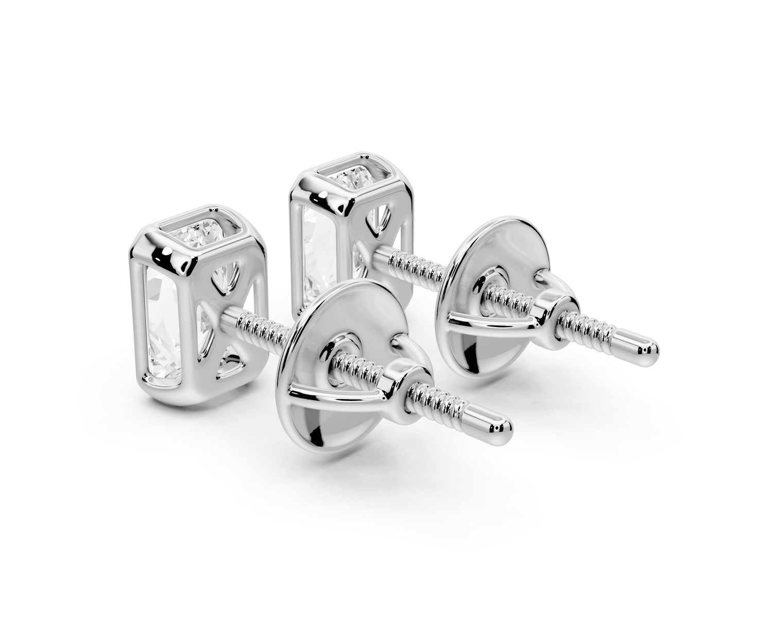 Noa - 1ct 14k white gold Radiant - Cut Diamond Stud Earrings - Mr. Alex Jewelry