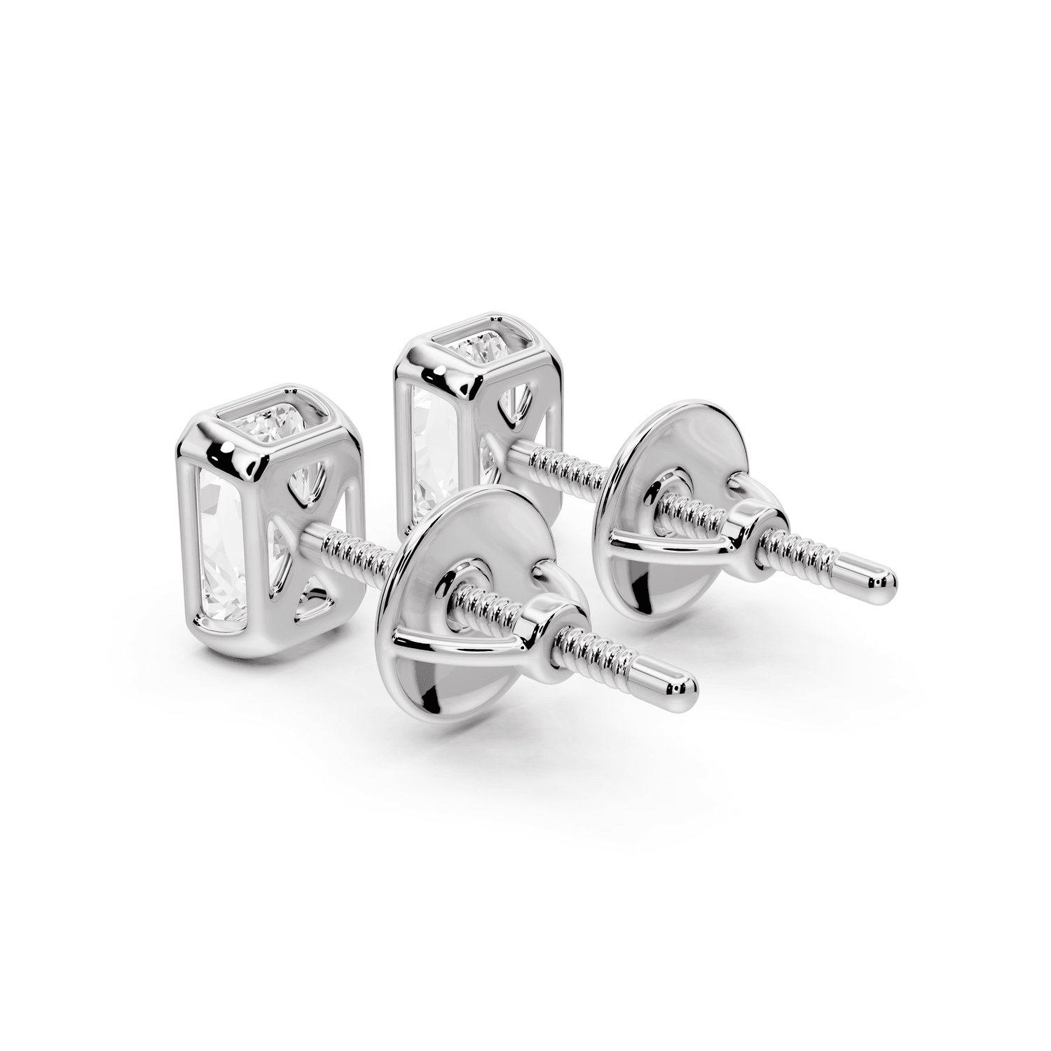 Noa - 1ct 14k white gold Radiant - Cut Diamond Stud Earrings - Mr. Alex Jewelry