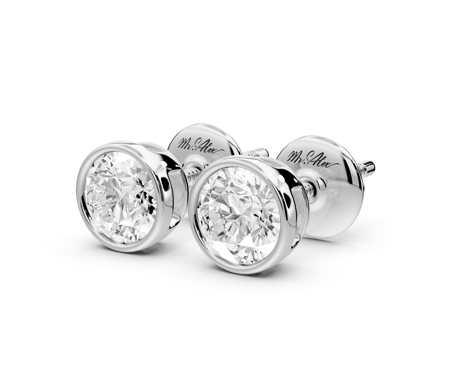 Noa - 1ct 14k white gold Round - Cut Diamond Stud Earrings - Mr. Alex Jewelry