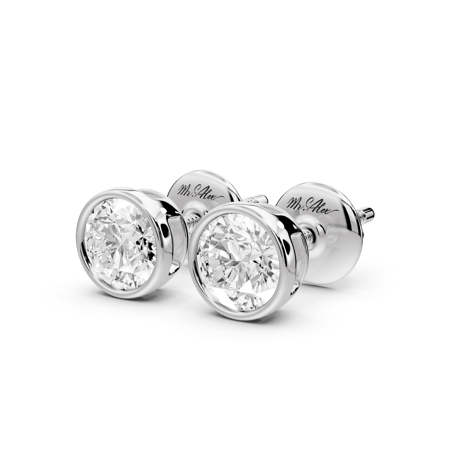 Noa - 1ct 14k white gold Round - Cut Diamond Stud Earrings - Mr. Alex Jewelry