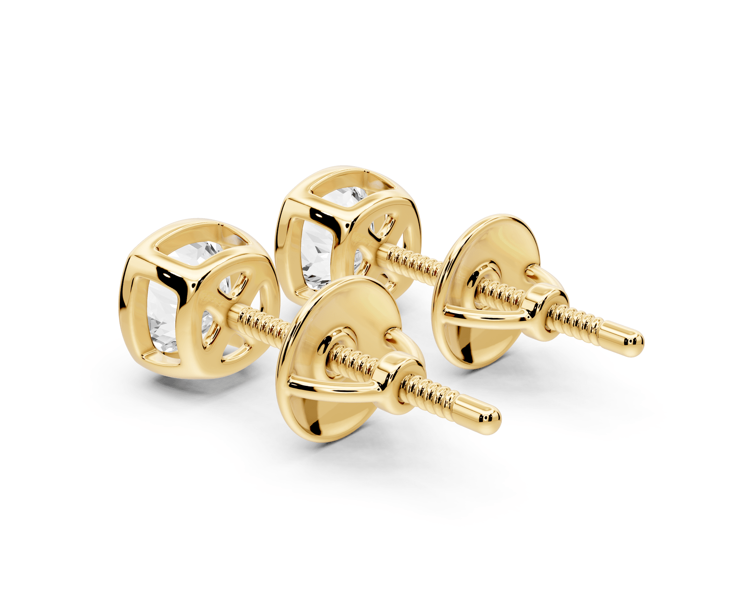 Noa - 1ct 14k yellow gold Cushion - Cut Diamond Stud Earrings - Mr. Alex Jewelry