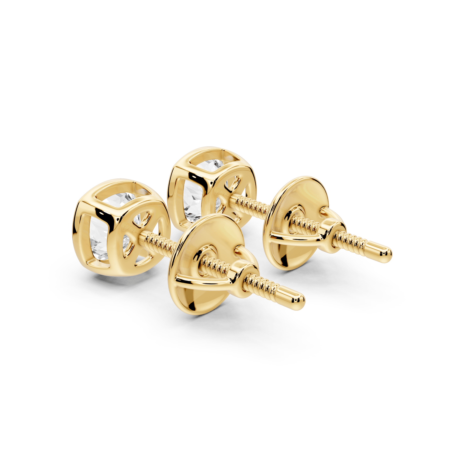 Noa - 1ct 14k yellow gold Cushion - Cut Diamond Stud Earrings - Mr. Alex Jewelry