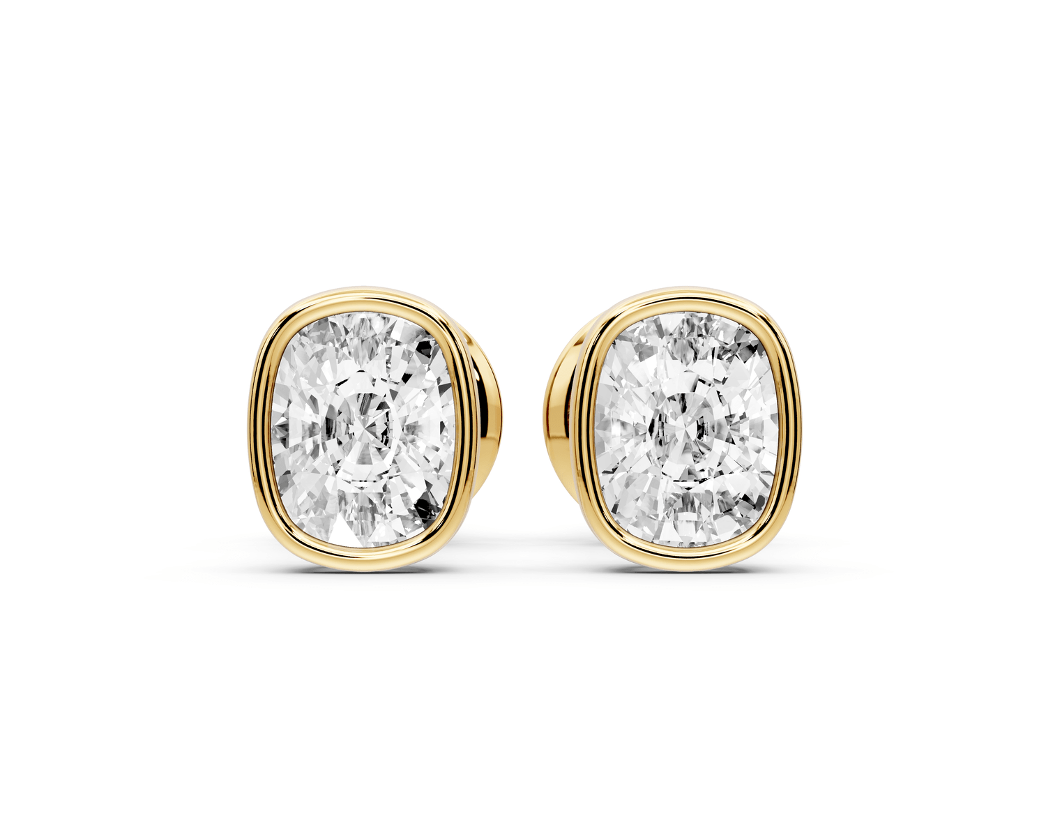 Noa - 1ct 14k yellow gold Elgcushion - Cut Diamond Stud Earrings - Mr. Alex Jewelry