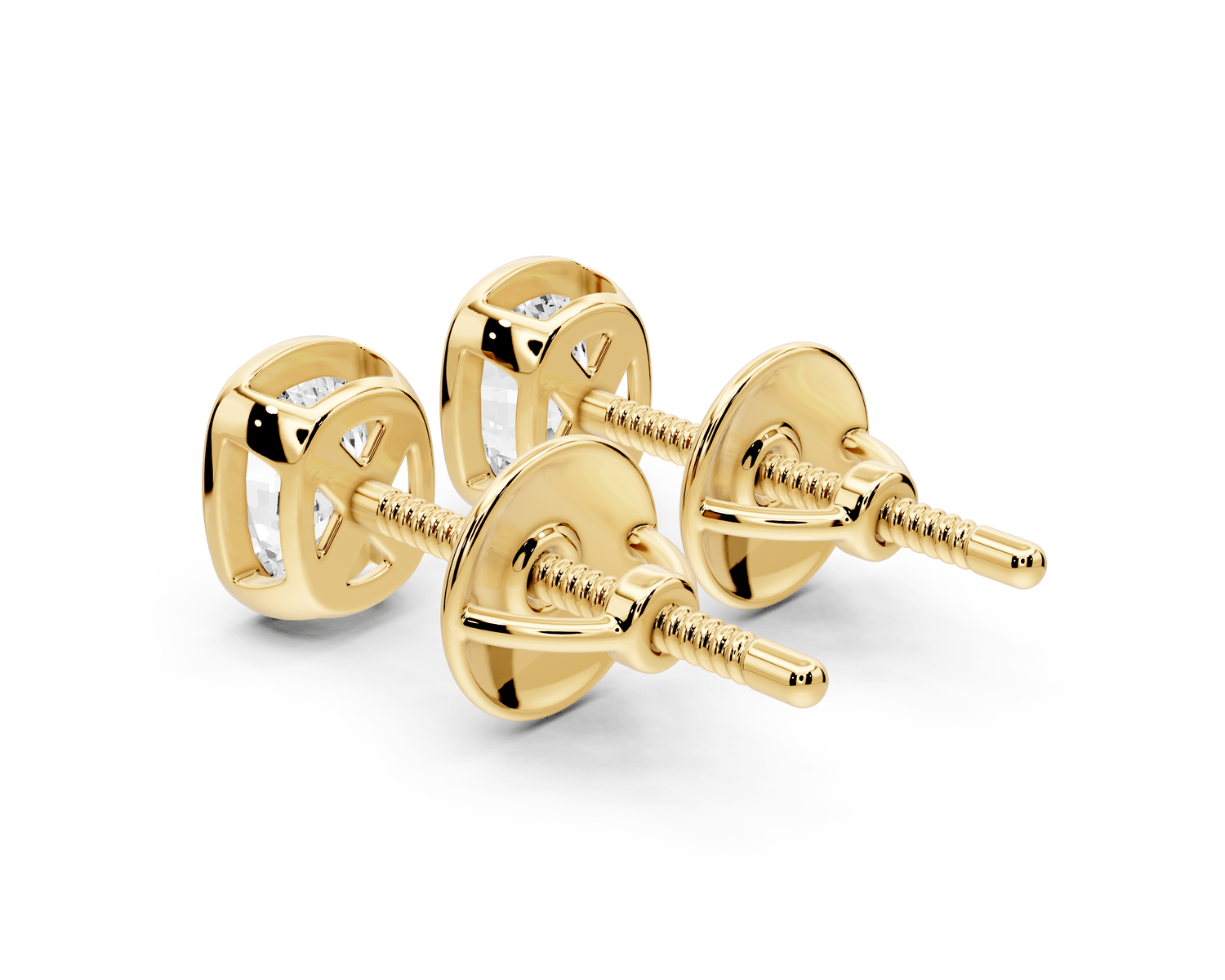Noa - 1ct 14k yellow gold Elgcushion - Cut Diamond Stud Earrings - Mr. Alex Jewelry
