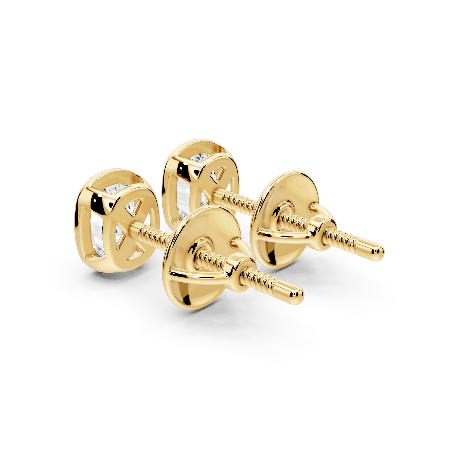 Noa - 1ct 14k yellow gold Elgcushion - Cut Diamond Stud Earrings - Mr. Alex Jewelry
