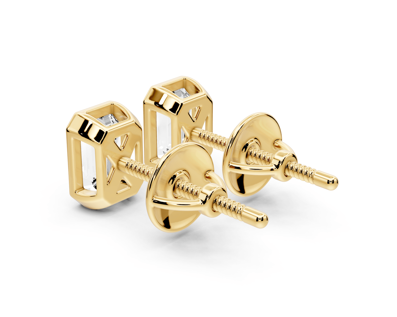 Noa - 1ct 14k yellow gold Emerald - Cut Diamond Stud Earrings - Mr. Alex Jewelry