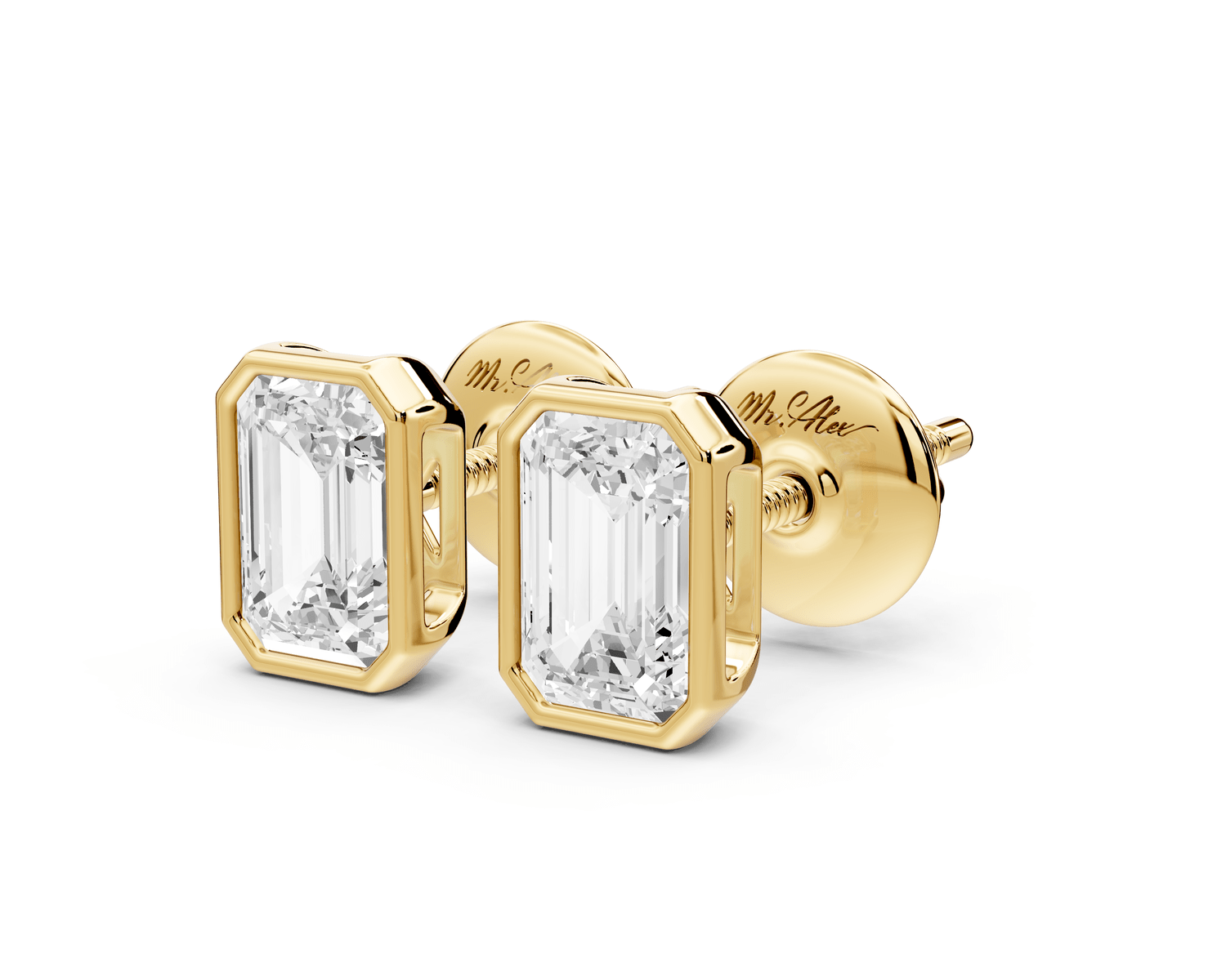 Noa - 1ct 14k yellow gold Emerald - Cut Diamond Stud Earrings - Mr. Alex Jewelry