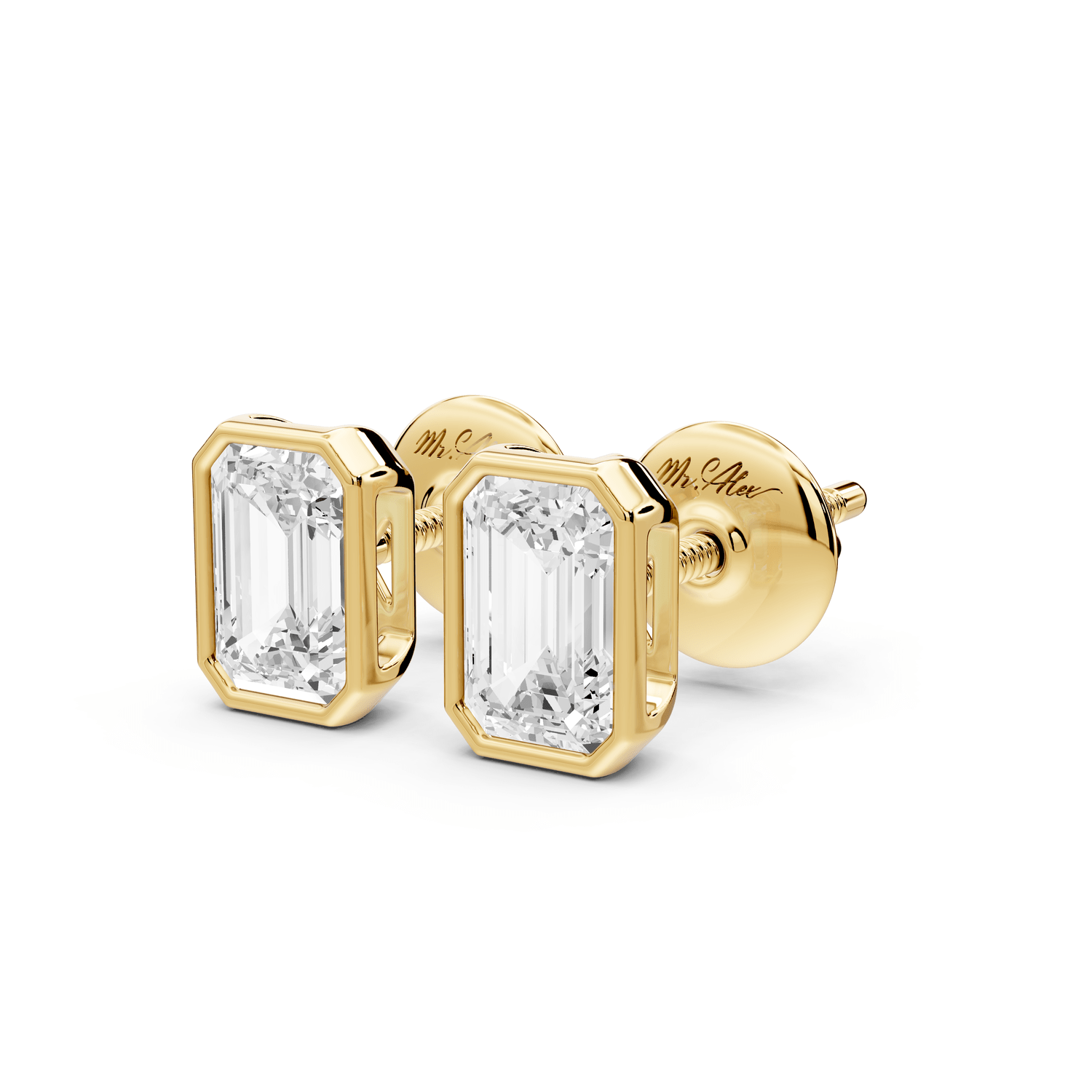 Noa - 1ct 14k yellow gold Emerald - Cut Diamond Stud Earrings - Mr. Alex Jewelry