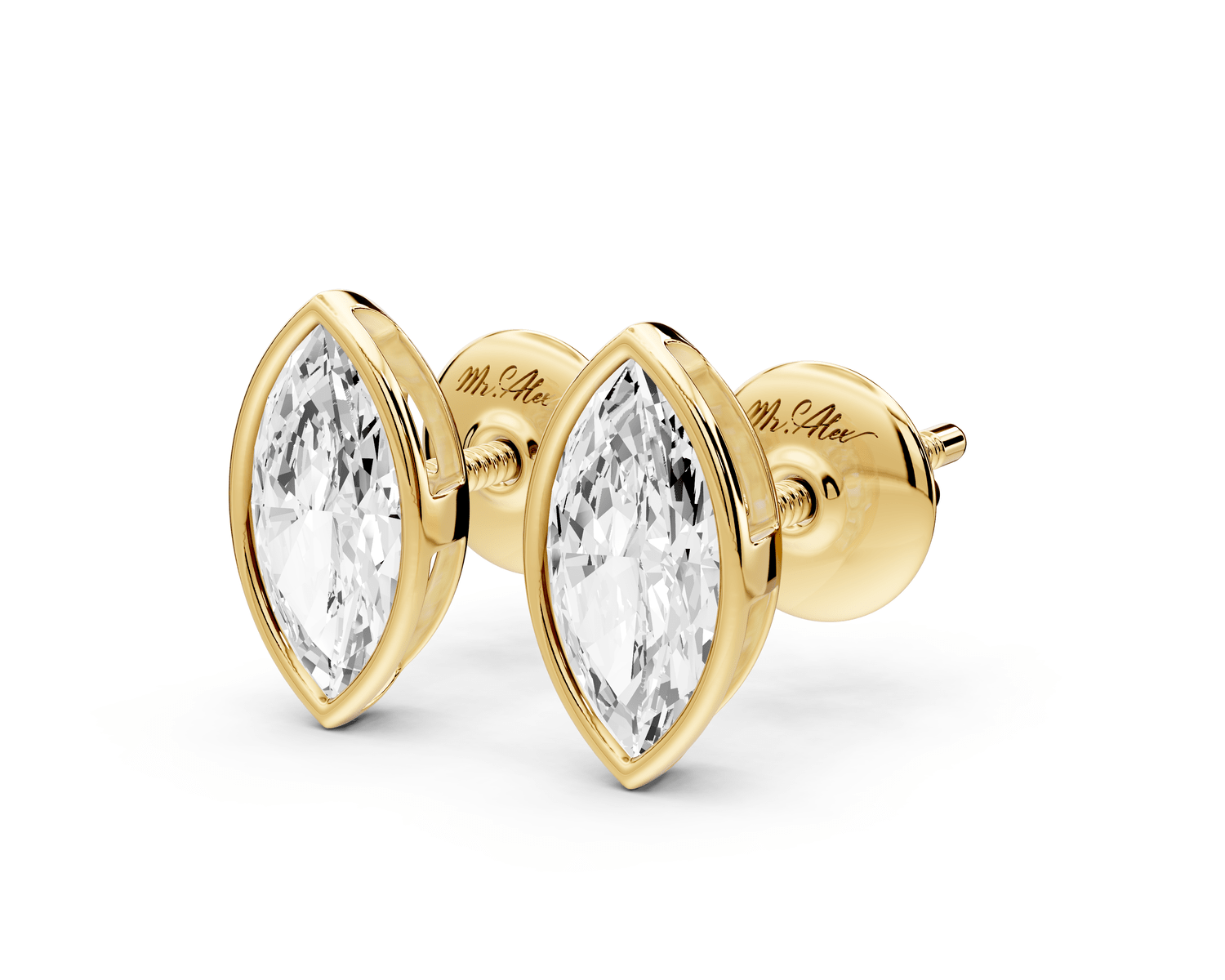 Noa - 1ct 14k yellow gold Marquise - Cut Diamond Stud Earrings - Mr. Alex Jewelry