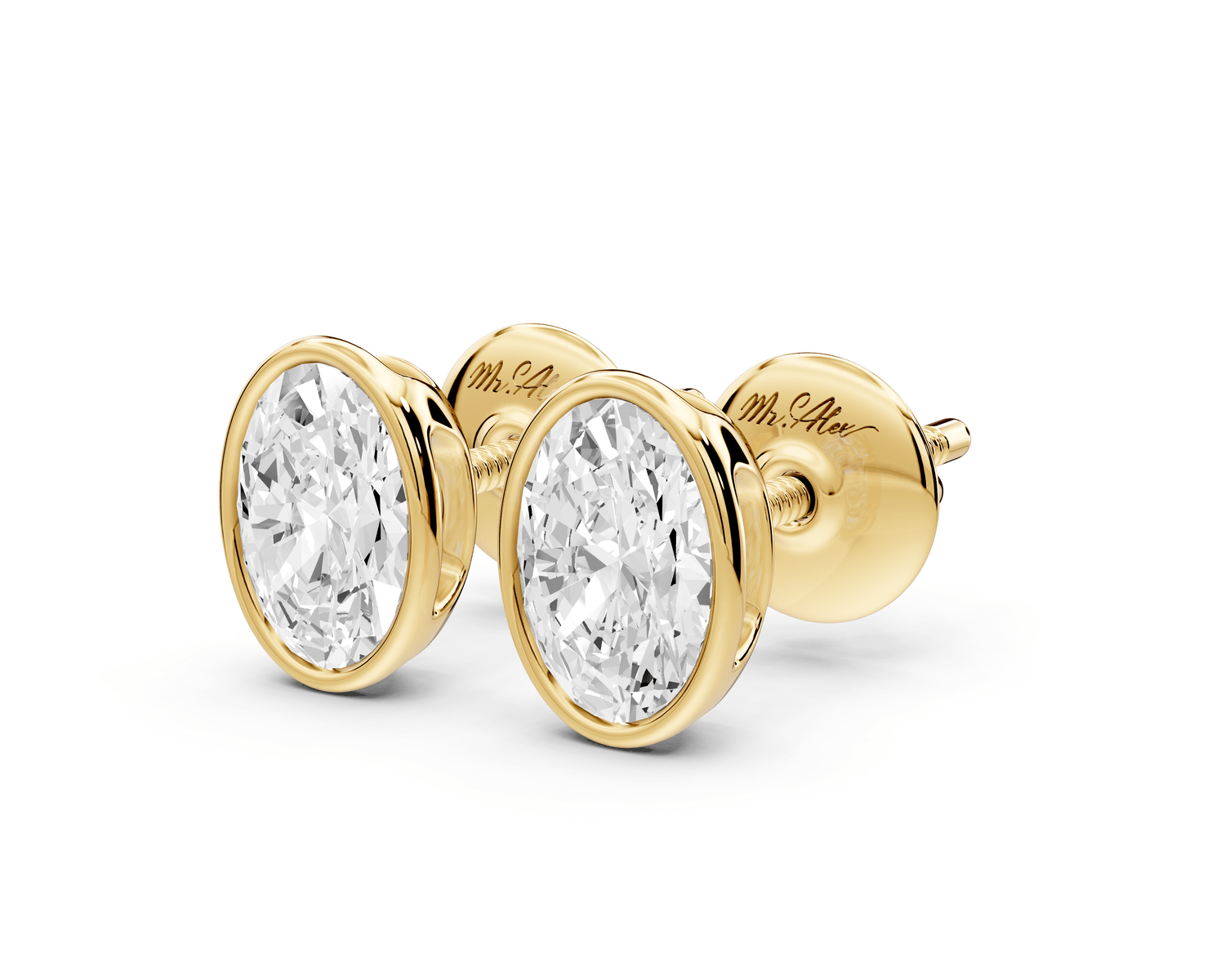 Noa - 1ct 14k yellow gold Oval - Cut Diamond Stud Earrings - Mr. Alex Jewelry