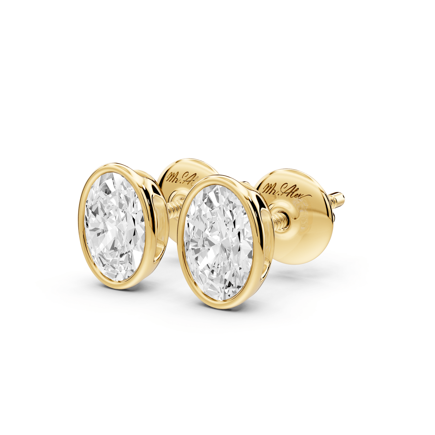 Noa - 1ct 14k yellow gold Oval - Cut Diamond Stud Earrings - Mr. Alex Jewelry