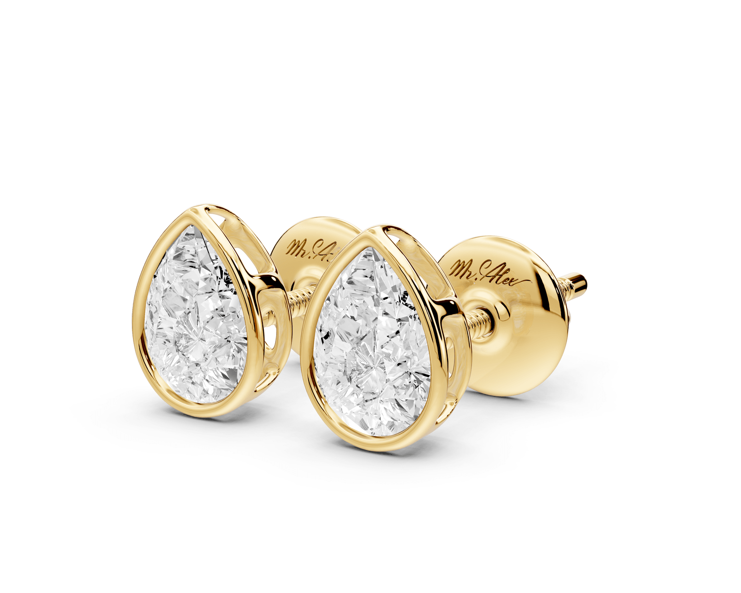 Noa - 1ct 14k yellow gold Pear - Cut Diamond Stud Earrings - Mr. Alex Jewelry