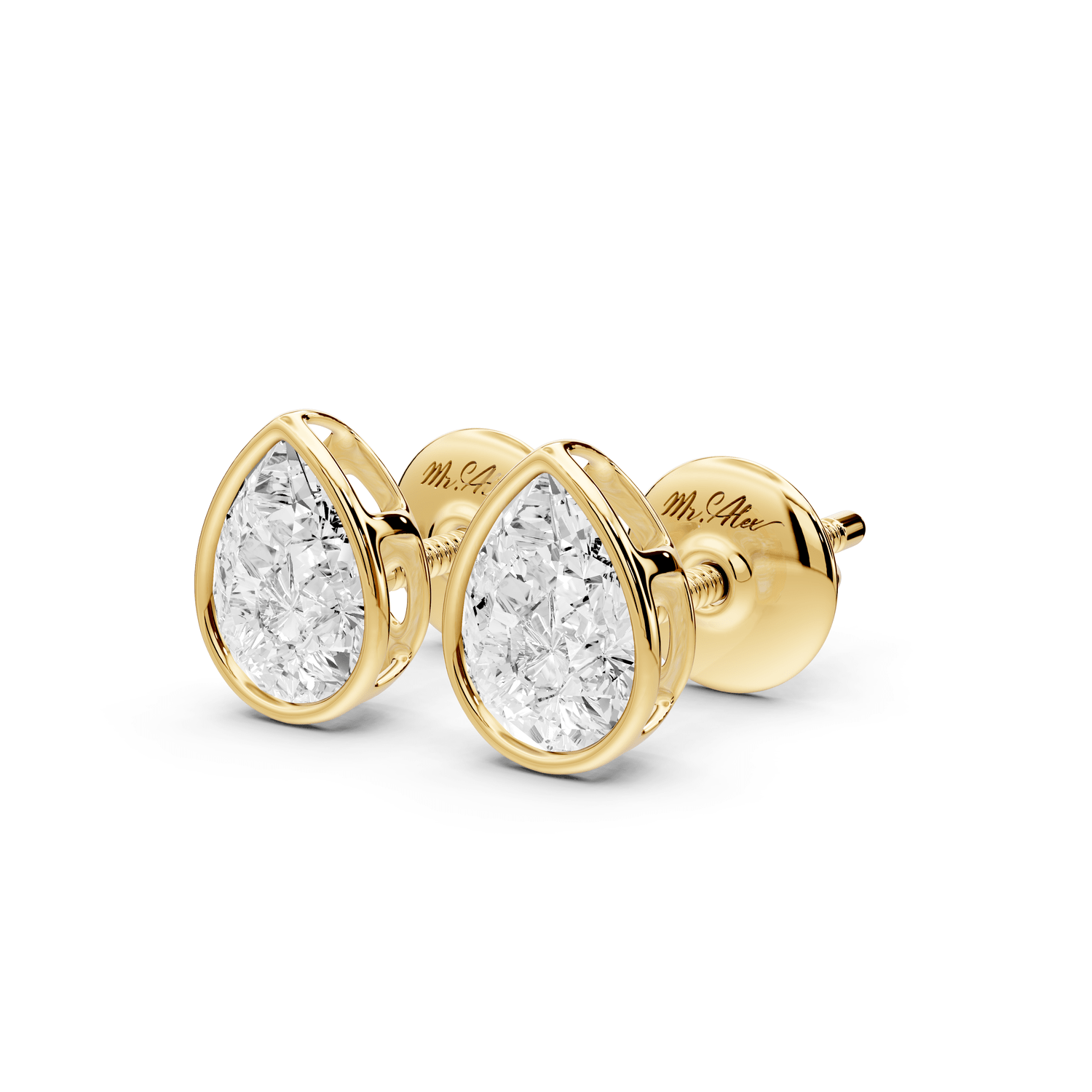 Noa - 1ct 14k yellow gold Pear - Cut Diamond Stud Earrings - Mr. Alex Jewelry