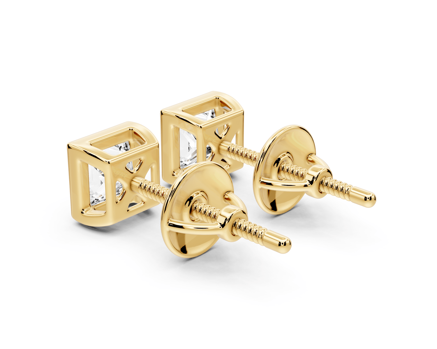 Noa - 1ct 14k yellow gold Princess - Cut Diamond Stud Earrings - Mr. Alex Jewelry