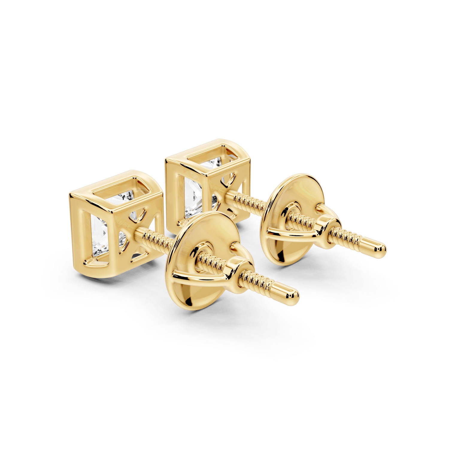 Noa - 1ct 14k yellow gold Princess - Cut Diamond Stud Earrings - Mr. Alex Jewelry