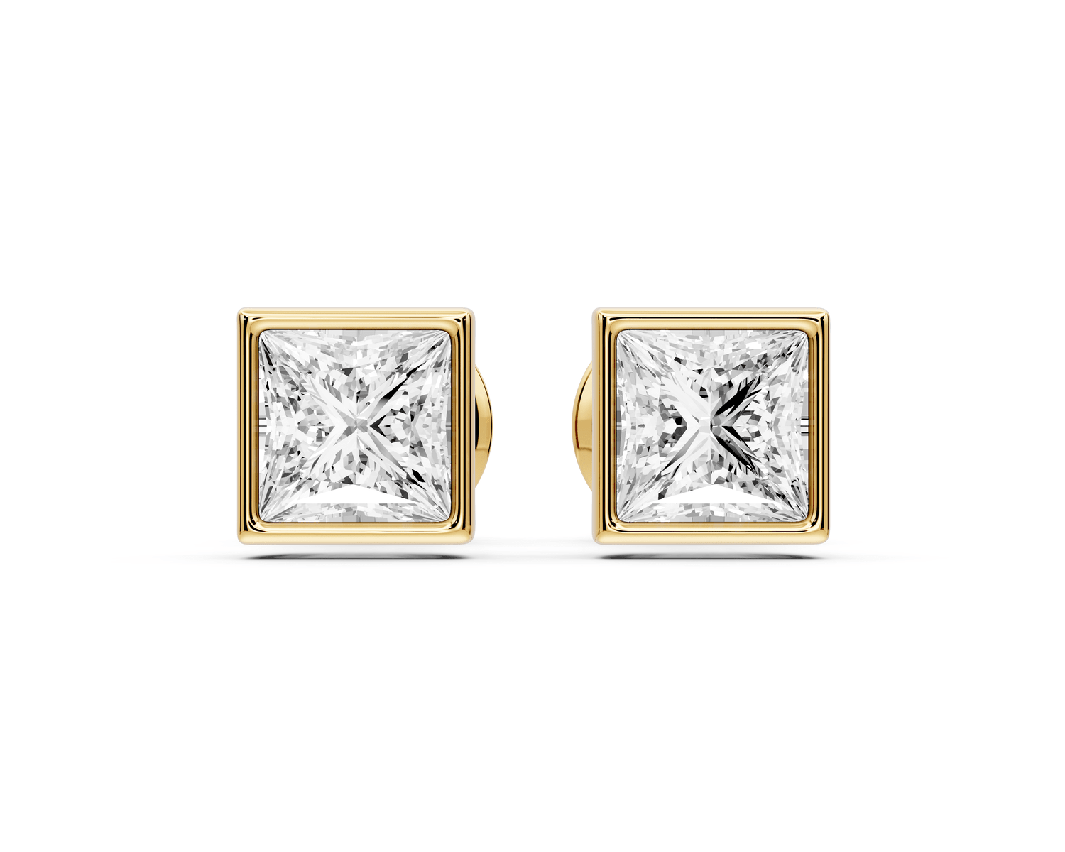 Noa - 1ct 14k yellow gold Princess - Cut Diamond Stud Earrings - Mr. Alex Jewelry