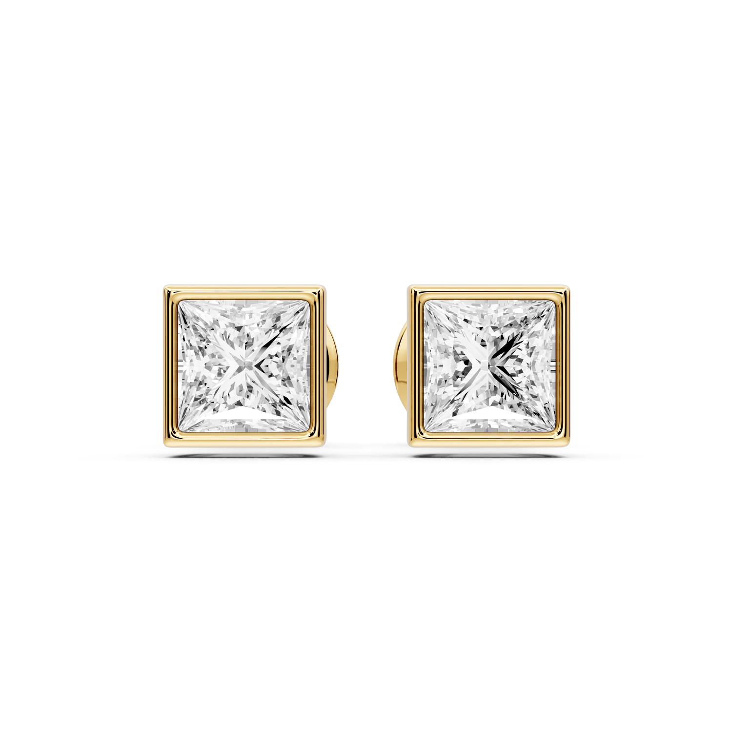 Noa - 1ct 14k yellow gold Princess - Cut Diamond Stud Earrings - Mr. Alex Jewelry