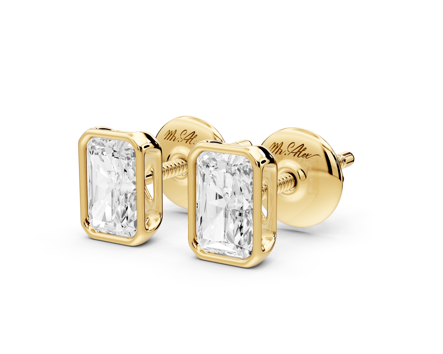 Noa - 1ct 14k yellow gold Radiant - Cut Diamond Stud Earrings - Mr. Alex Jewelry