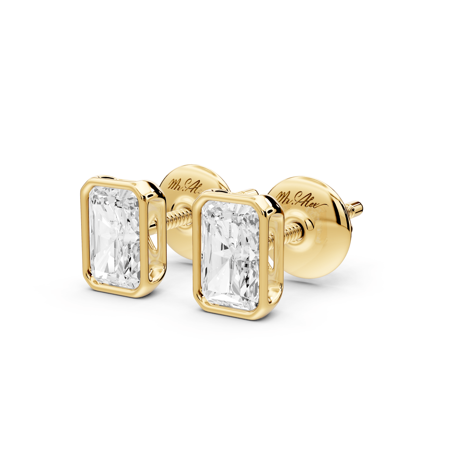 Noa - 1ct 14k yellow gold Radiant - Cut Diamond Stud Earrings - Mr. Alex Jewelry