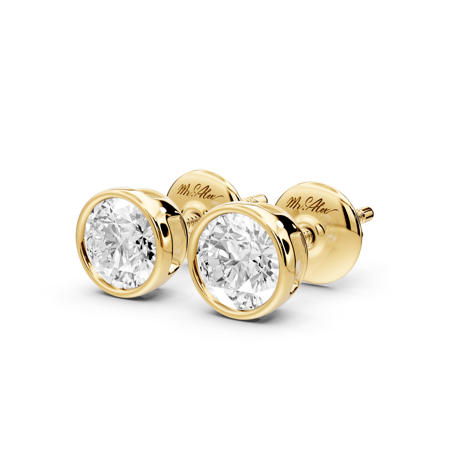 Noa - 1ct 14k yellow gold Round - Cut Diamond Stud Earrings - Mr. Alex Jewelry