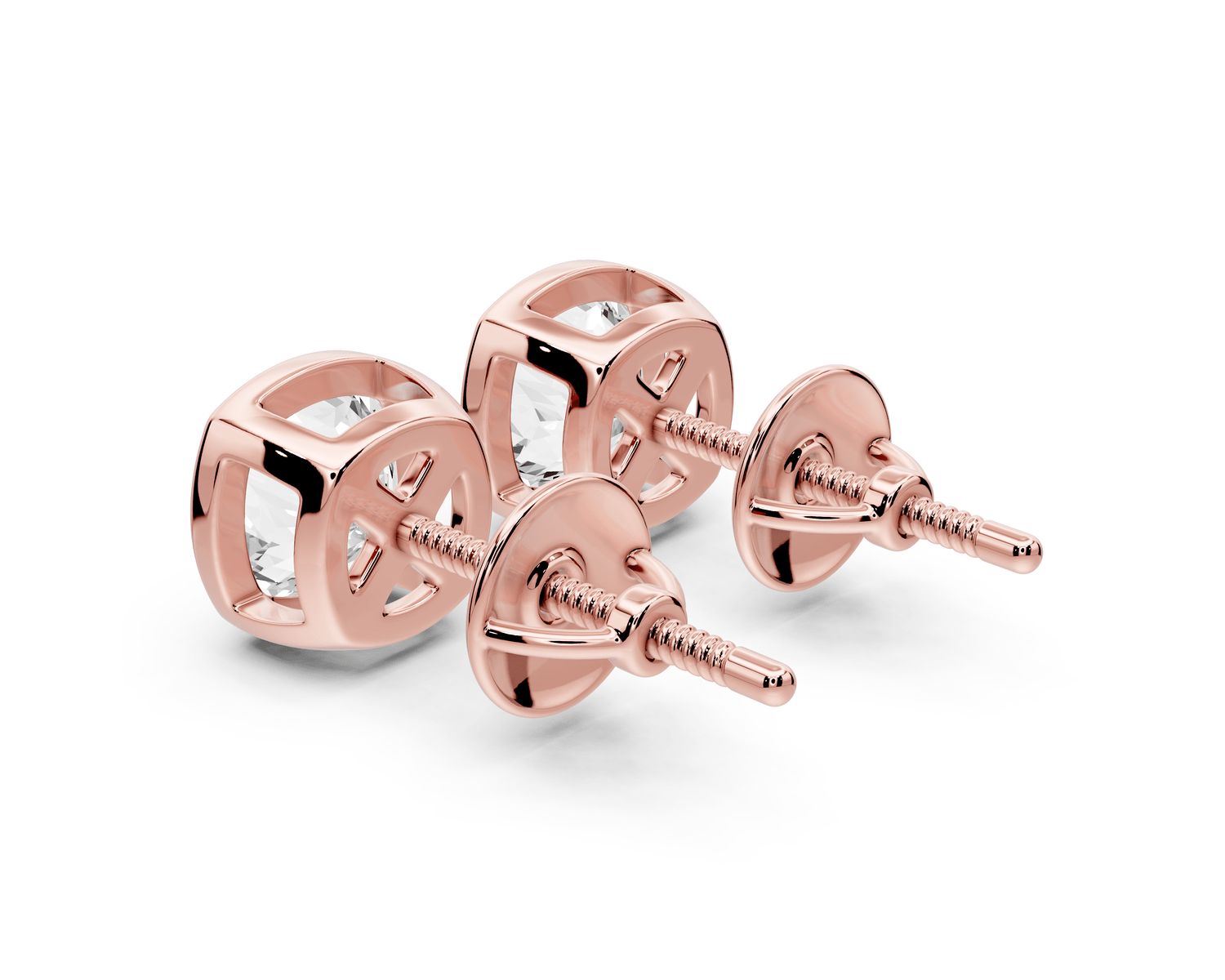 Noa - 2ct 14k rose gold Cushion - Cut Diamond Stud Earrings - Mr. Alex Jewelry