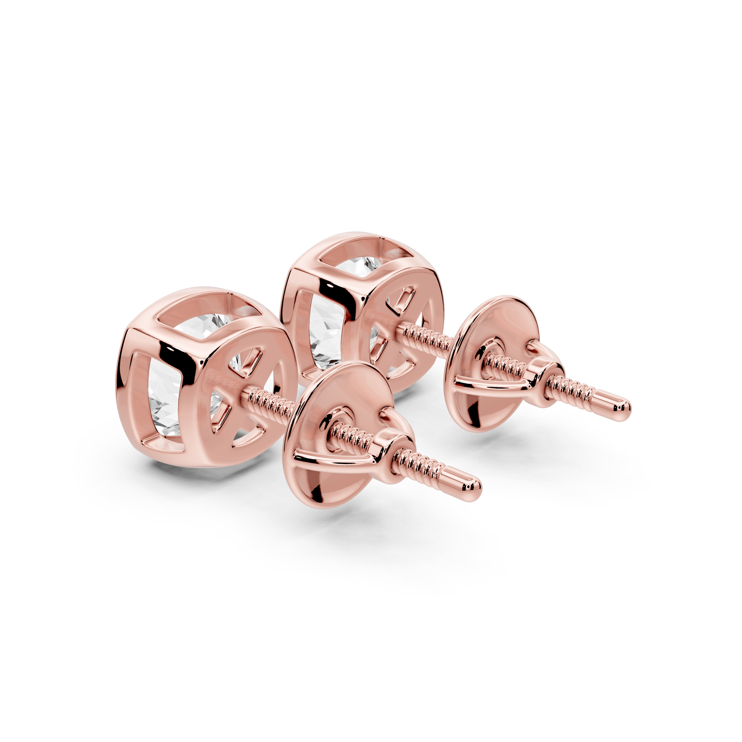Noa - 2ct 14k rose gold Cushion - Cut Diamond Stud Earrings - Mr. Alex Jewelry